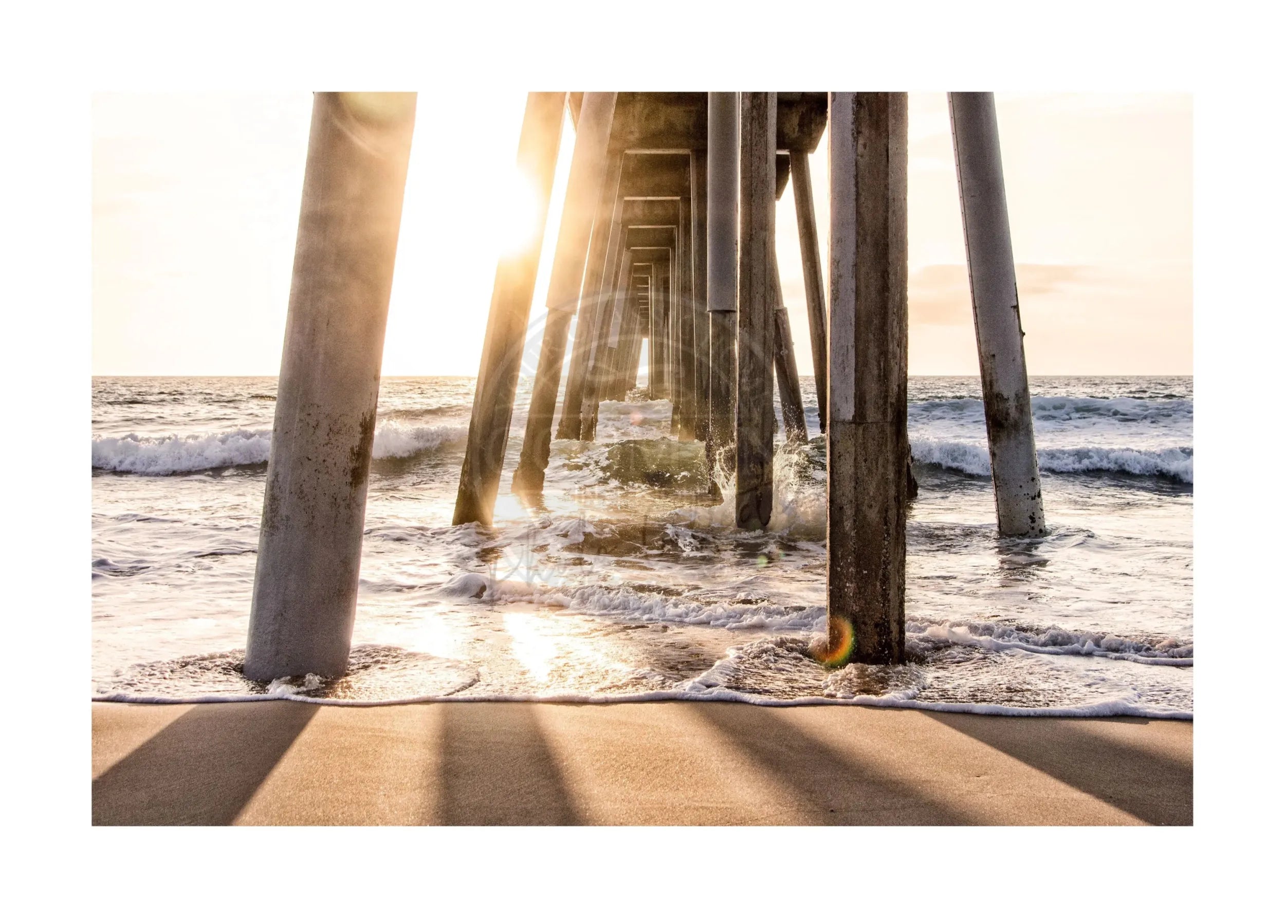 Schwarz-weiß Poster des Kalifornien "Pier" von Cosman-Photocollection, A4-Größe, mit weißem Rand, Fotodruck