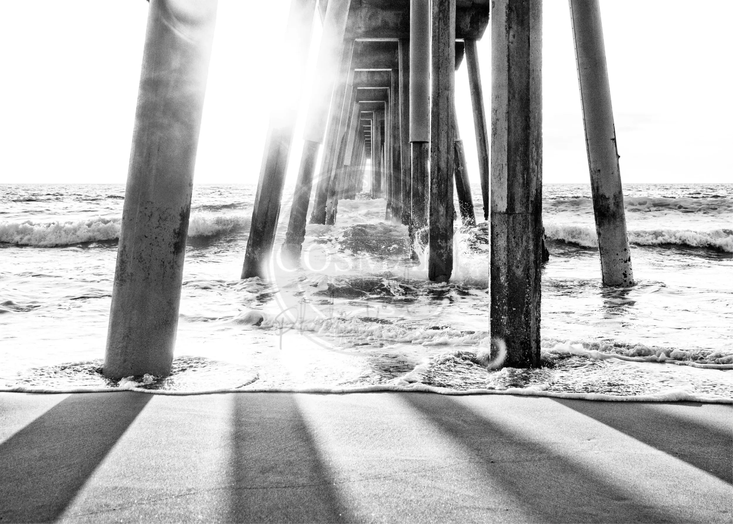 Schwarz-weiß Poster Kalifornien "Pier" von Cosman-Photocollection, Druck auf A4-Papier, mit weißem Rand