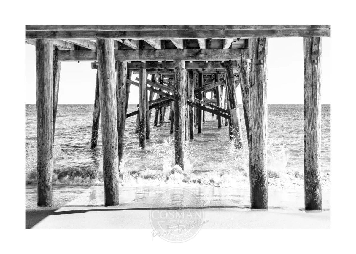 Schwarz-weiß Poster vom Kalifornien Pier, Cosman-Photocollection, A4-Größe, mit weißem Rand