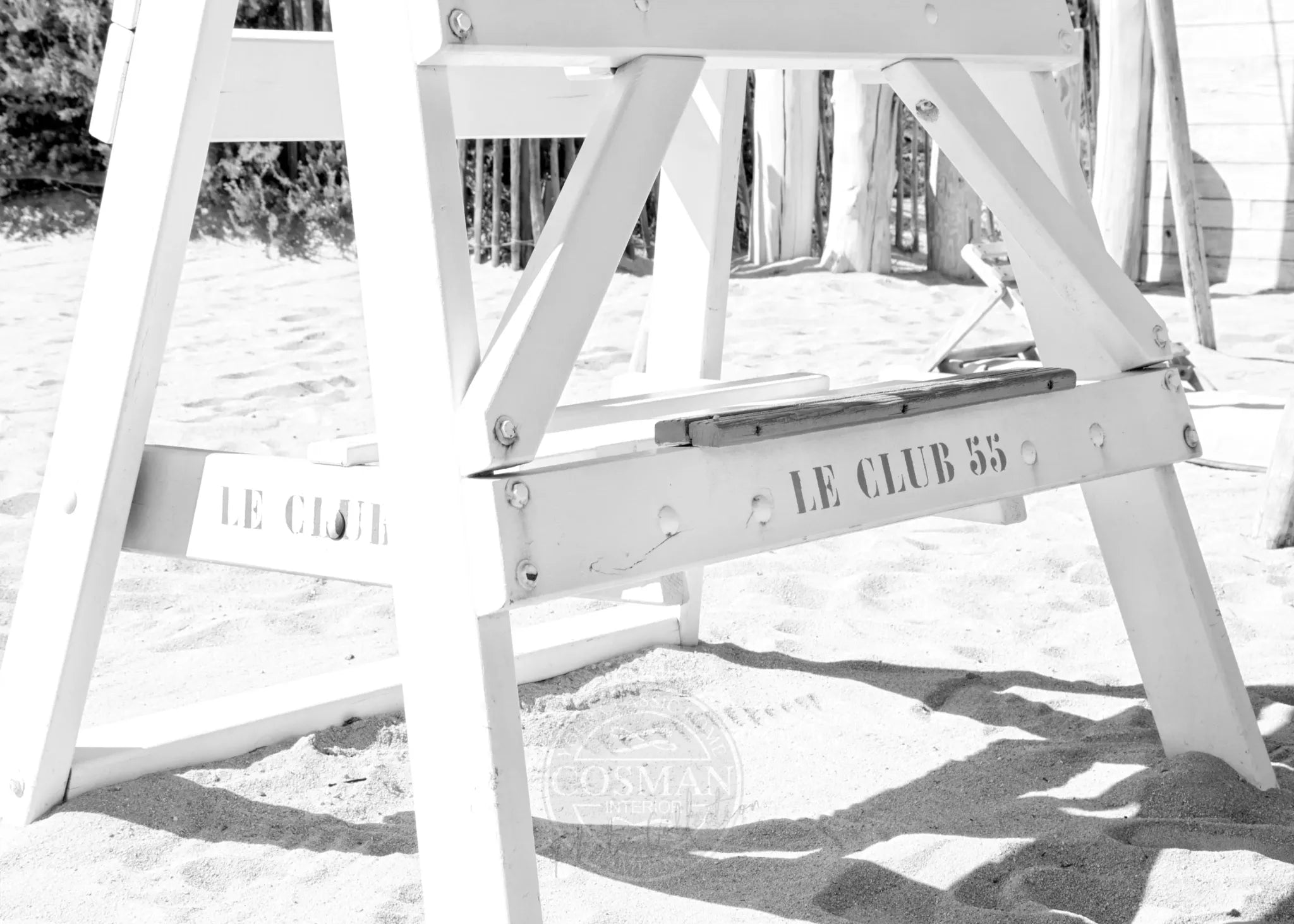 Schwarz-weiß Poster „Le Club 55“ Saint Tropez, Cosman-Photocollection, A4-Größe, mit weißem Rand, Wanddekoration