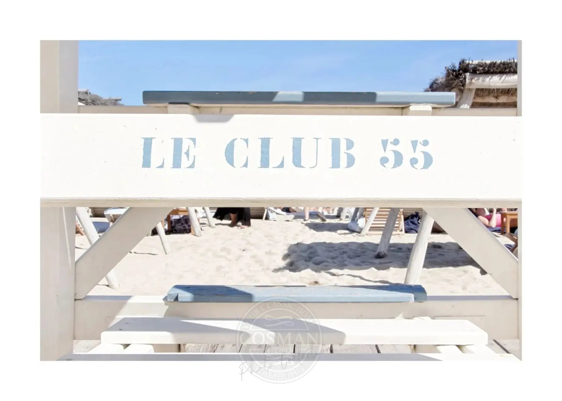 Schwarz-weiß Poster "Le Club 55" Saint Tropez von Cosman-Photocollection, A4-Größe, mit weißem Rand, hochwertiger Druck