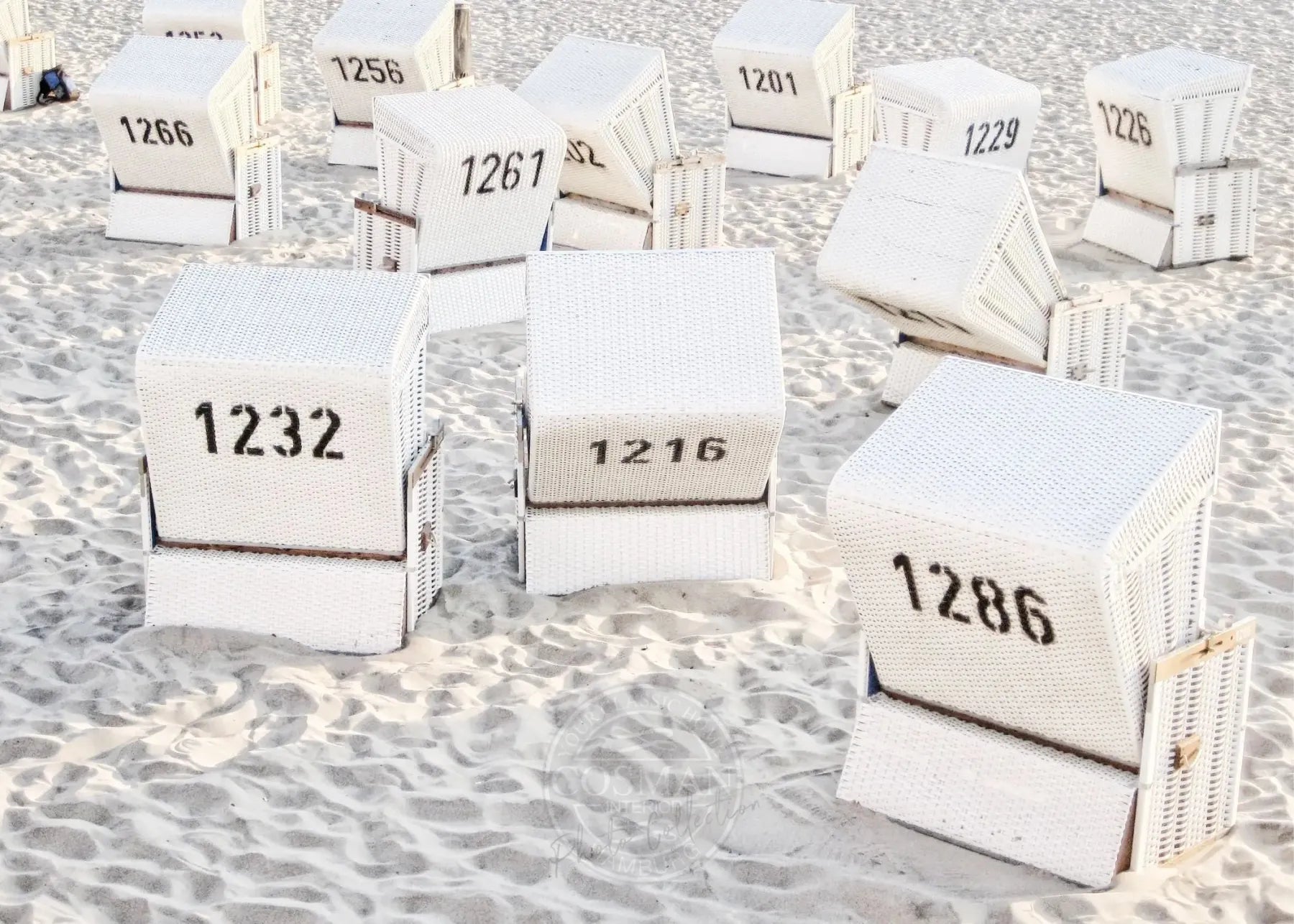 Schwarz-weiß Poster mit Strandkörben auf Sylt, A4-Größe, von Cosman-Photocollection, mit weißem Rand, stilvolle Wanddekoration