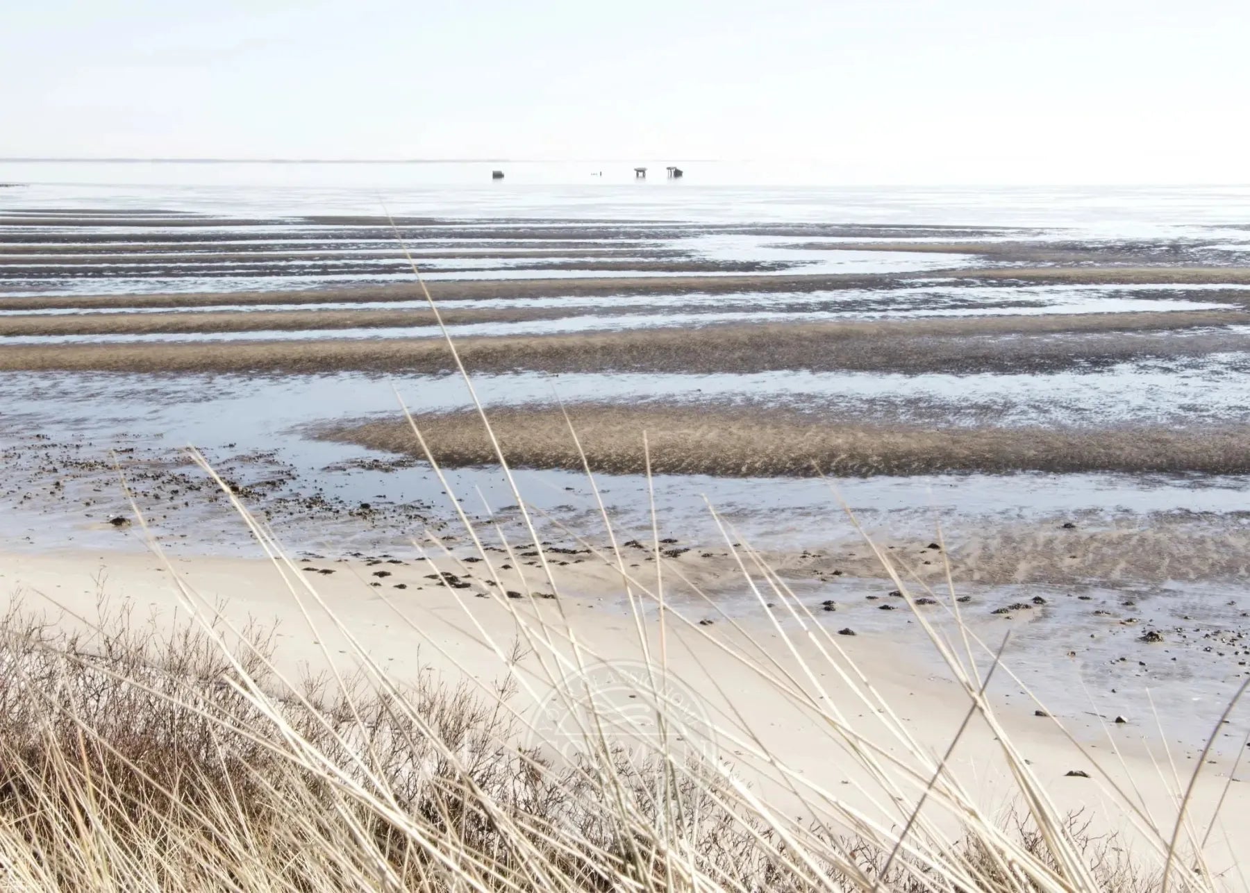 Schwarz-weiß Poster Sylt Wattenmeer von Cosman-Photocollection, A4-Größe, mit weißem Rand, detailreiche Naturaufnahme