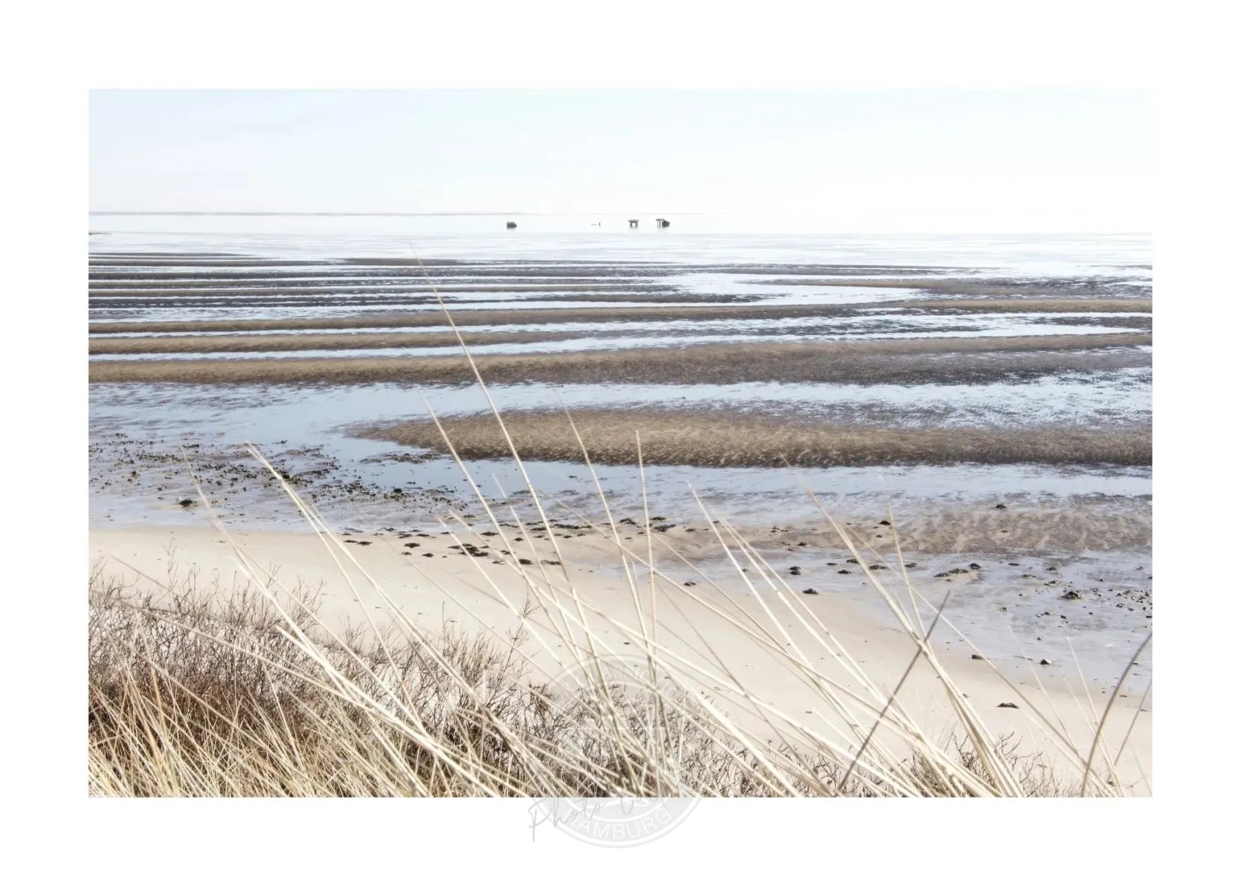 Schwarz-Weiß-Poster von Sylt Wattenmeer, A4-Größe, von Cosman-Photocollection, mit weißem Rand, Naturaufnahme