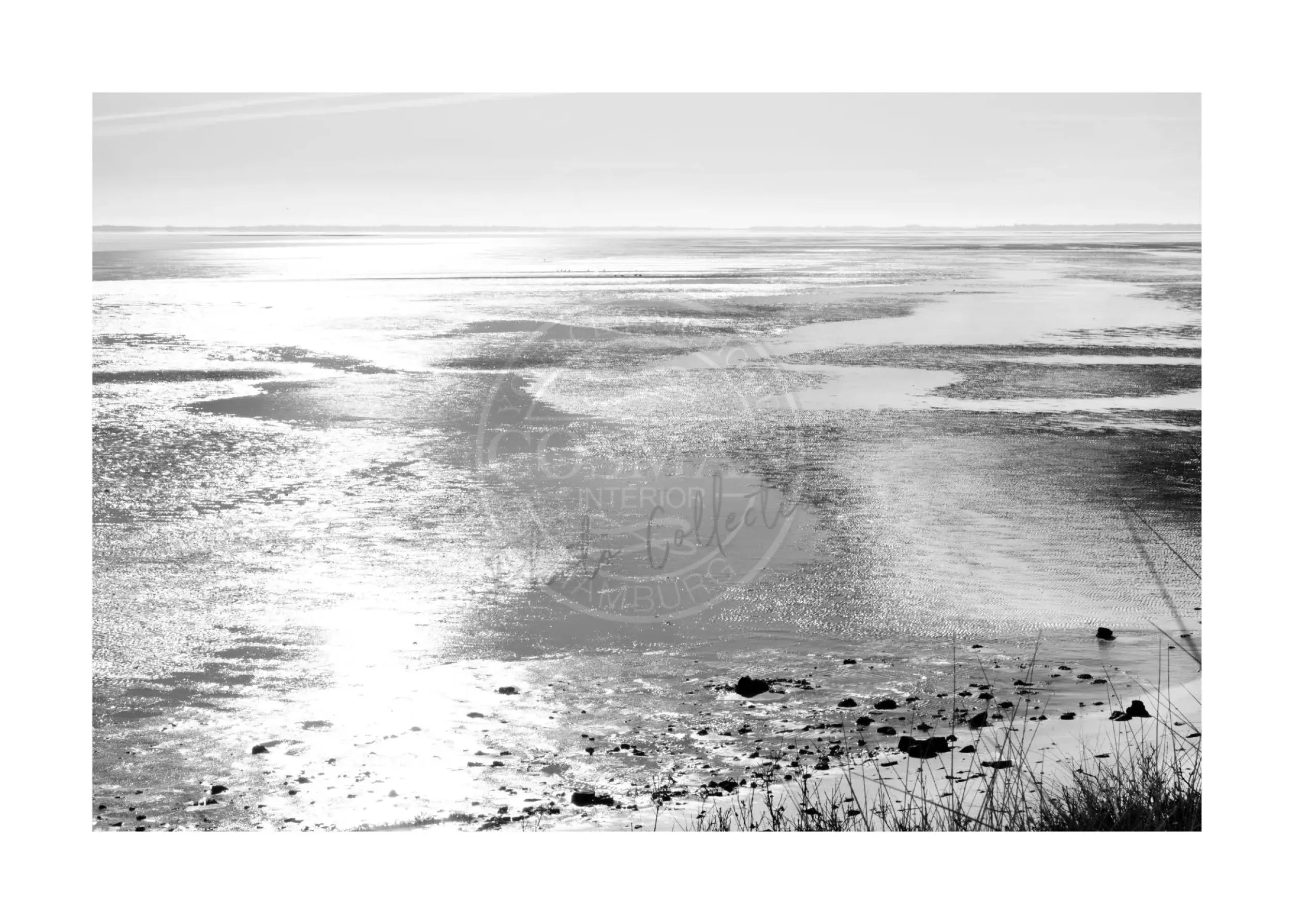 Schwarz-weiß Poster von Sylt Wattenmeer, A4-Größe, von Cosman-Photocollection, mit weißem Rand, hochauflösender Druck