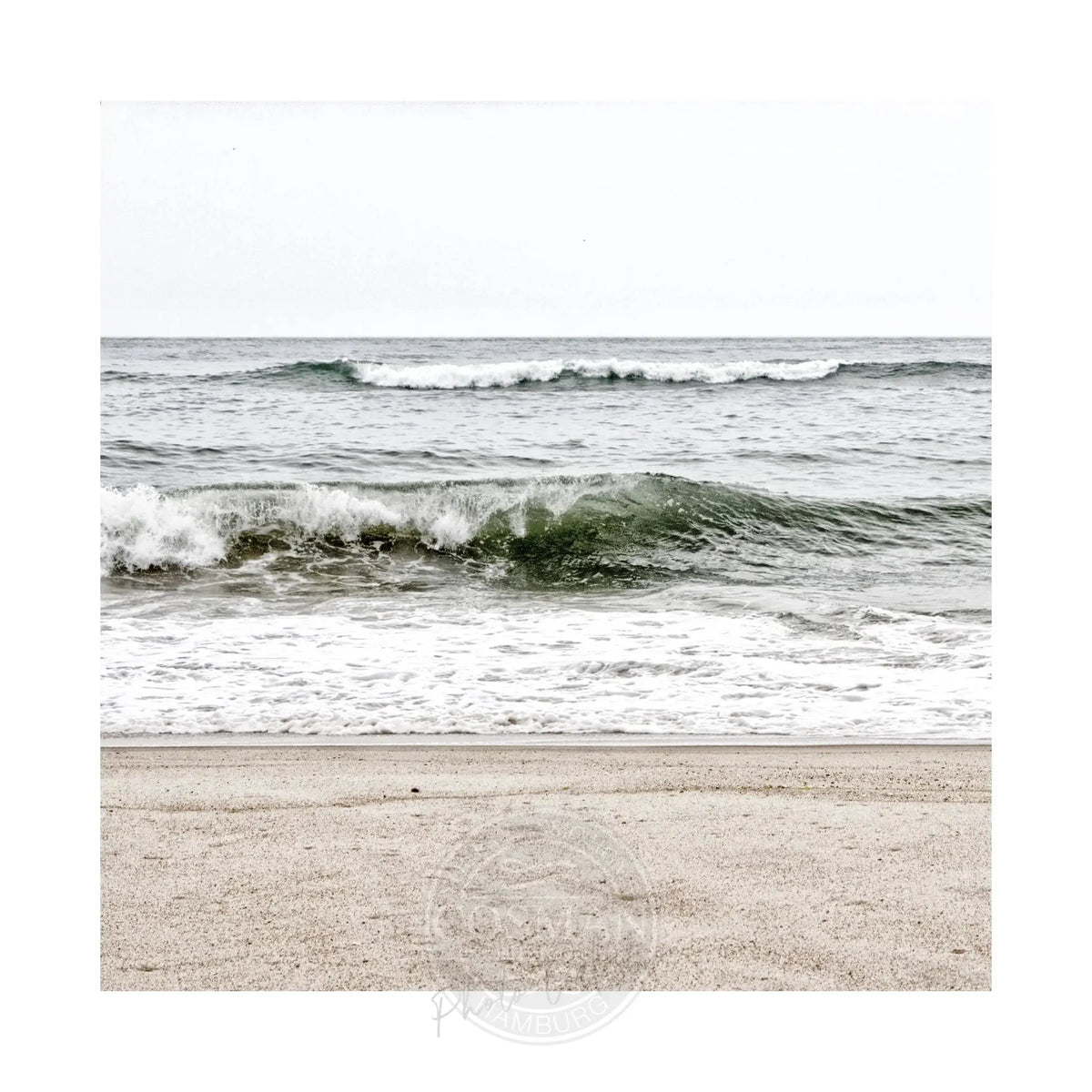 Schwarz-weiß Poster Hamptons Long Island ’Ocean’ von Cosman-Photocollection, 40x40 cm, mit weißem Rand