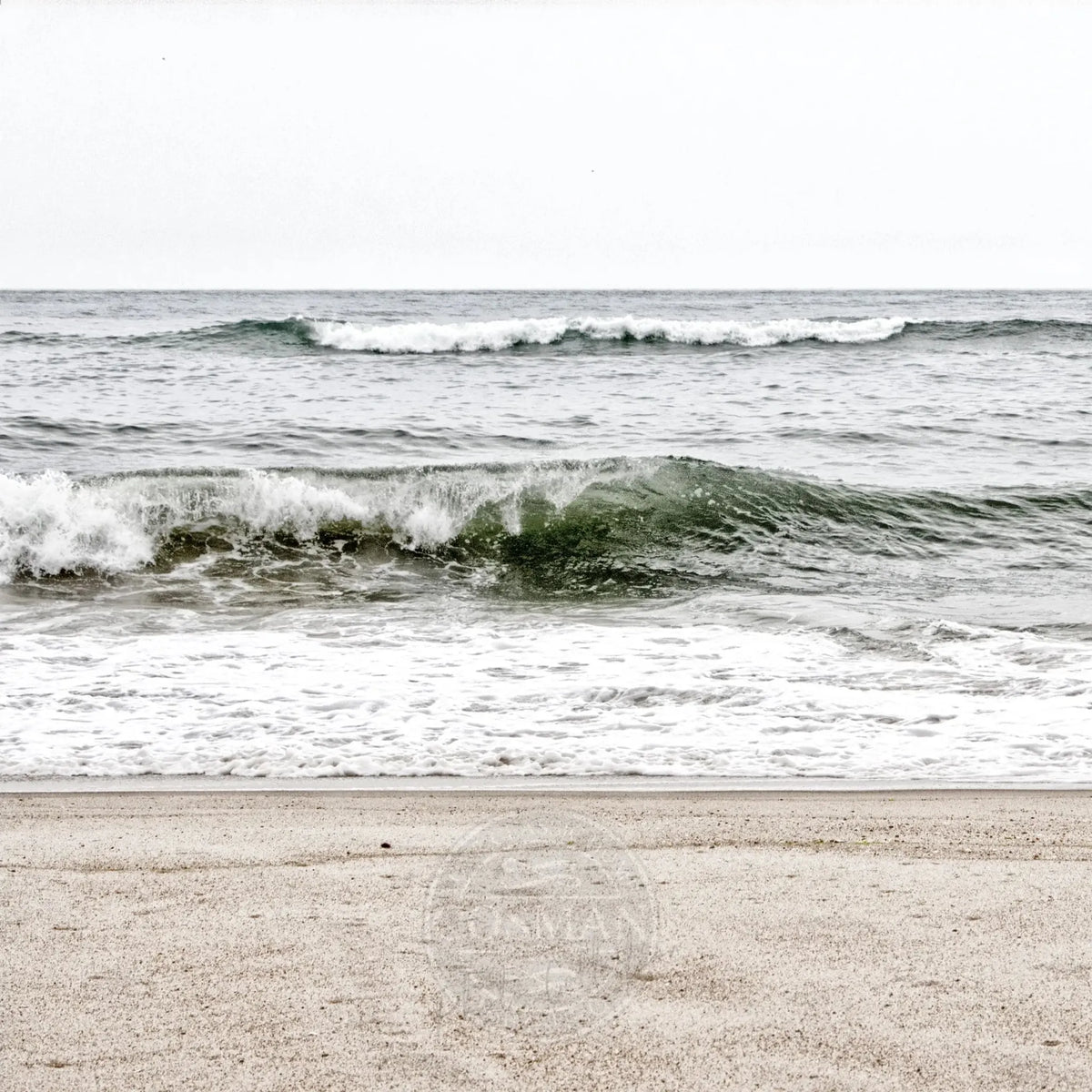 Schwarz-Weiß-Poster Hamptons Long Island Ocean von Cosman-Photocollection, 40x40 cm, mit weißem Rand, Wanddekoration