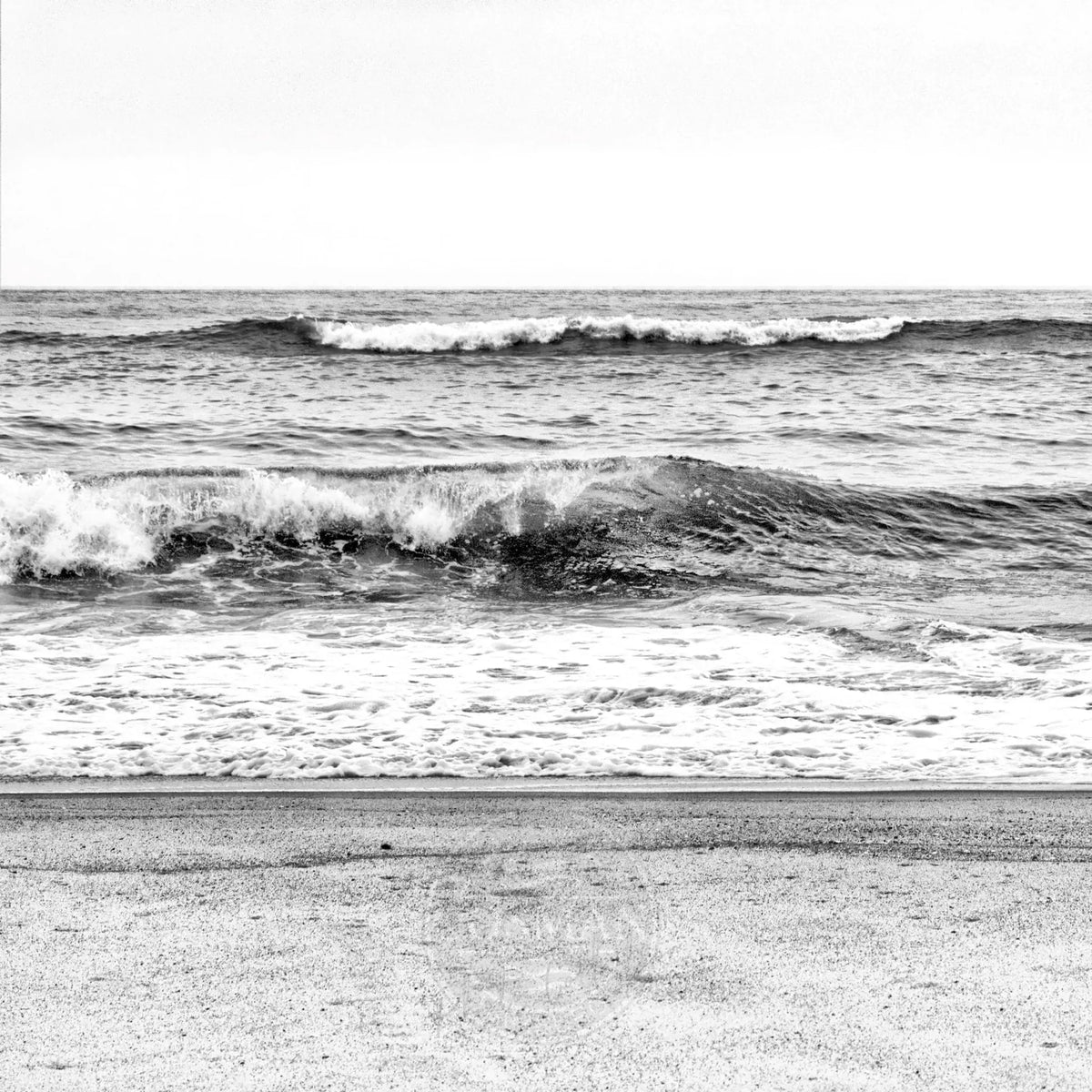Schwarz-Weiß-Poster von Cosman-Photocollection mit Hamptons Long Island Ocean Motiv, 40x40 cm, mit weißem Rand