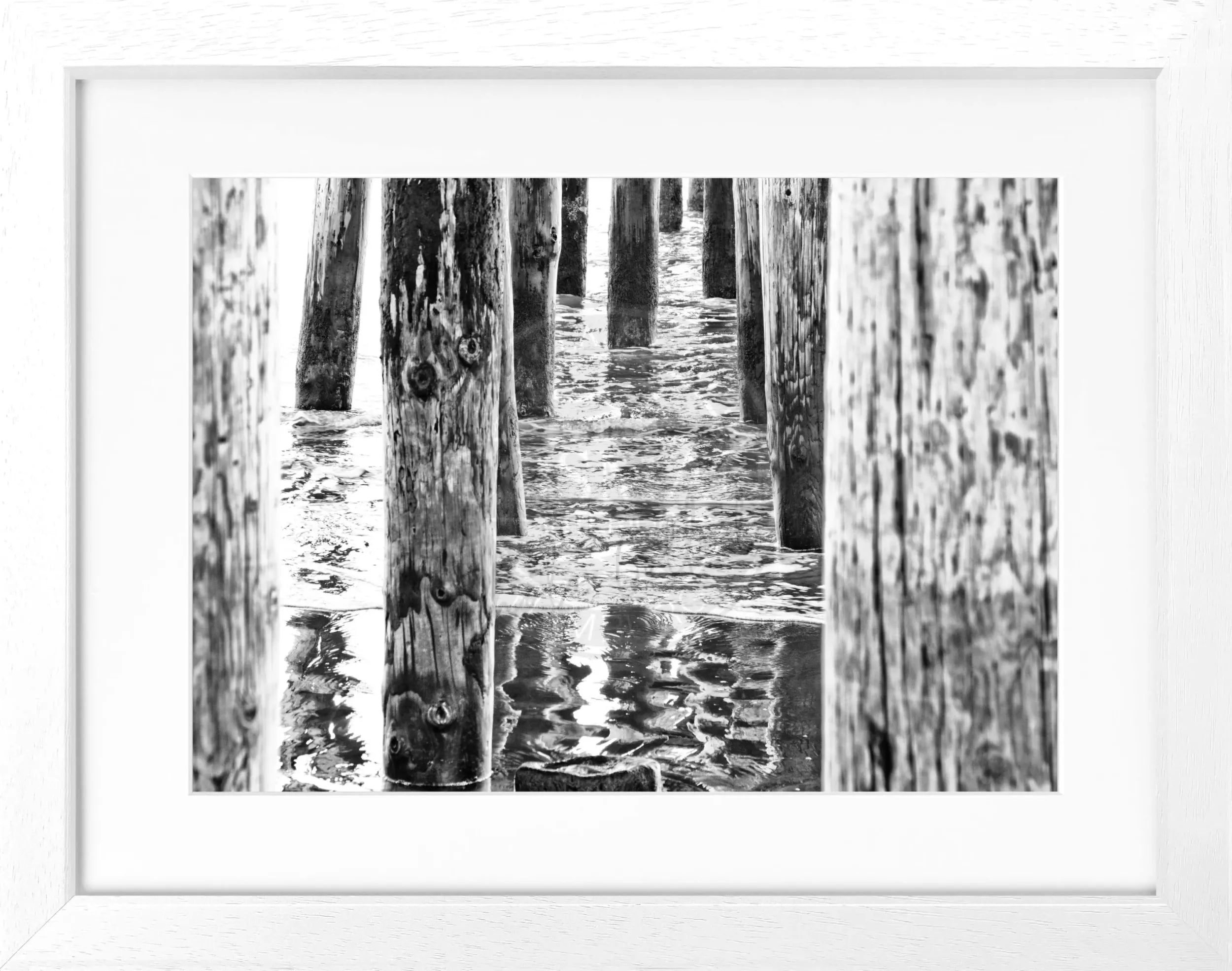 Schwarz-Weiß-Poster mit Rahmen, Kalifornien Pier Motiv, 31x25 cm, von Cosman-Photocollection, Wanddekoration