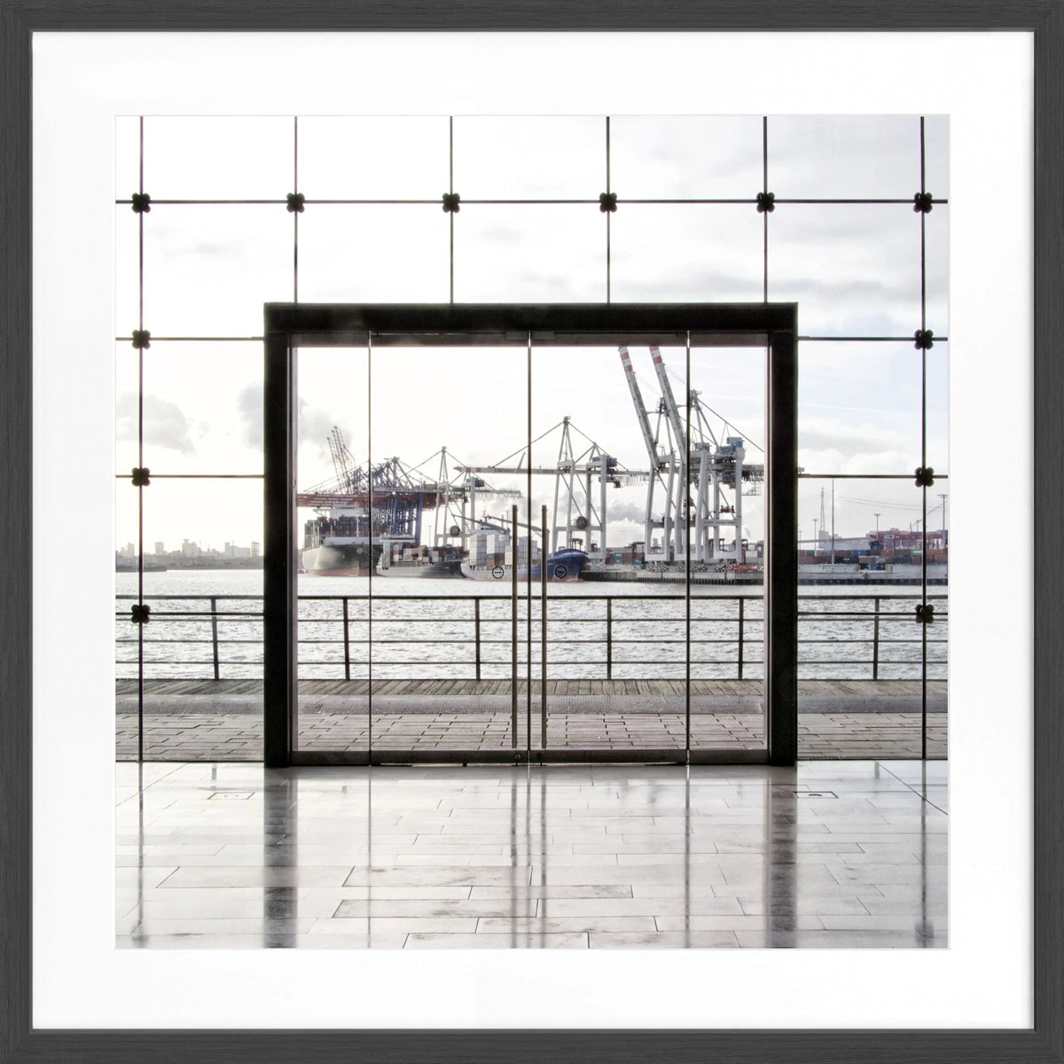 Schwarz-weißes Quadratposter mit Rahmen von Cosman-Photocollection, Hamburg HH33AQ, 55x55cm, Wanddekoration