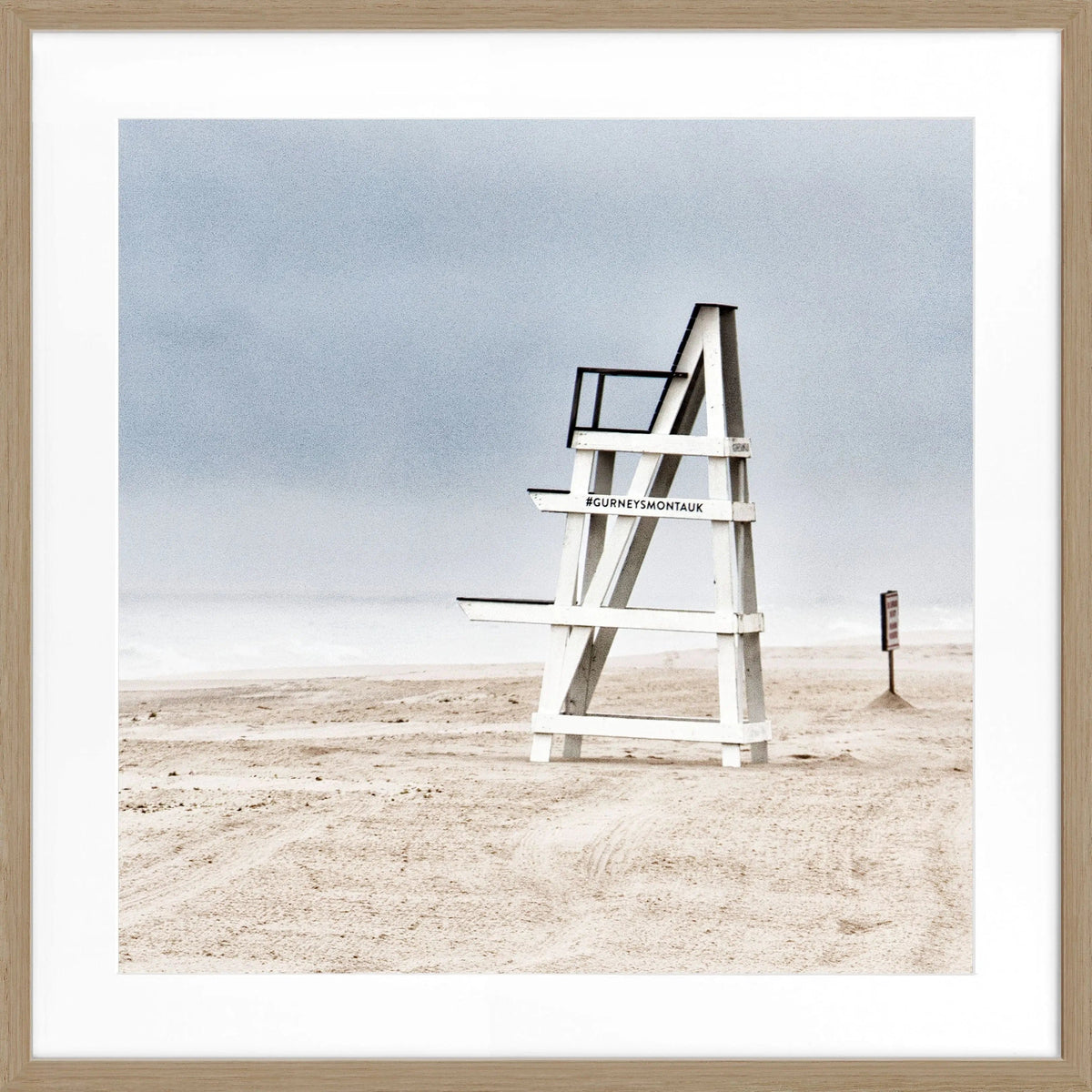 Schwarz-weiß Poster mit Rahmen, Hamptons Long Island Beach Motiv, Cosman-Photocollection, quadratisch 55x55cm