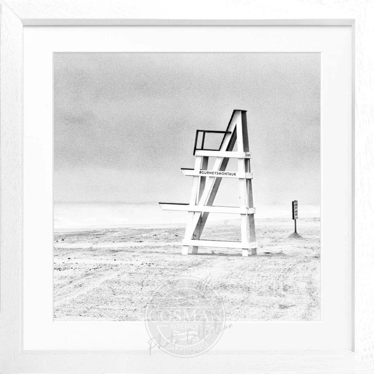 Schwarz-weiß Poster mit Rahmen, Hamptons Long Island ’Beach’, von Cosman-Photocollection, quadratisch, 55x55 cm, Strandmotivation