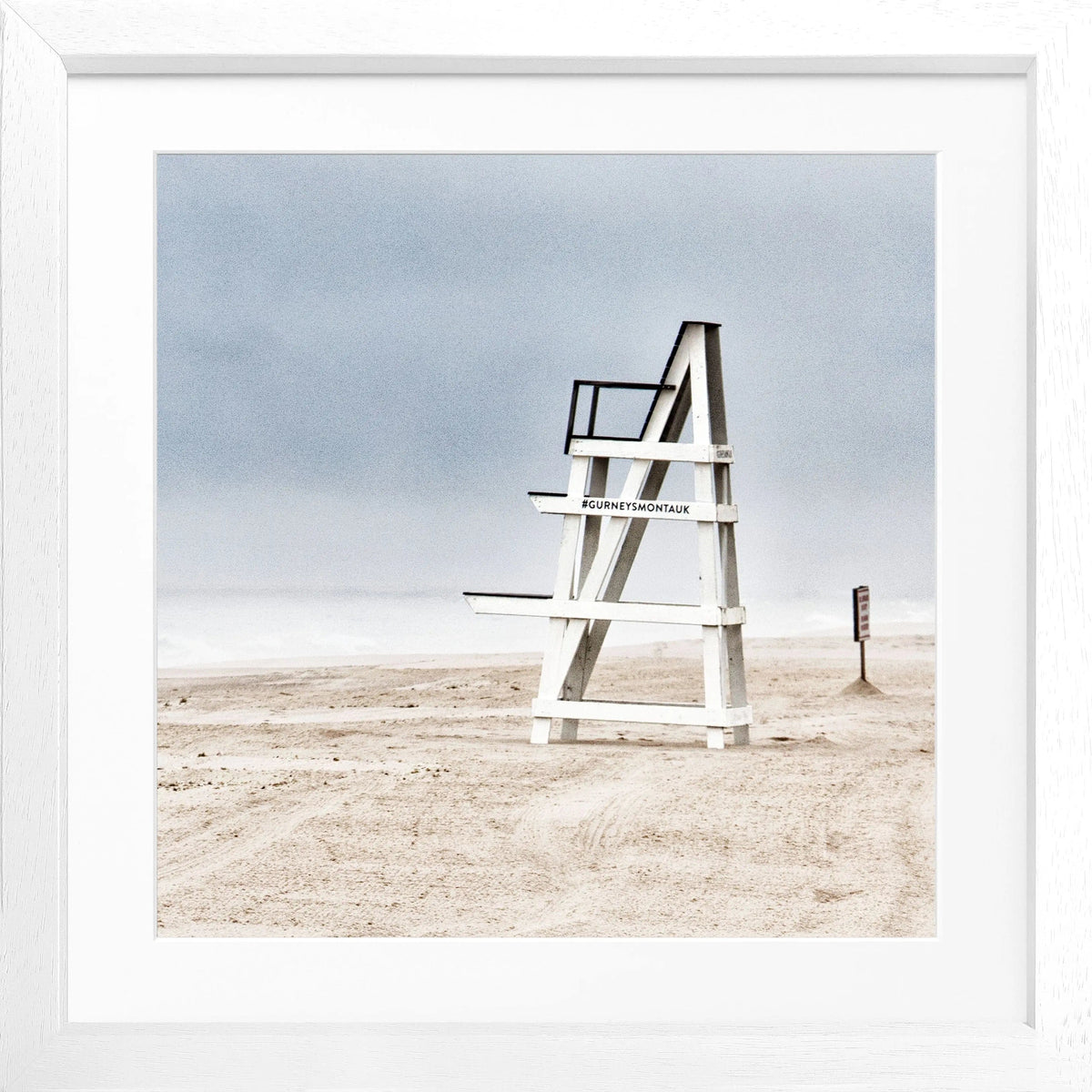 Schwarz-weiß Poster mit Rahmen, Hamptons Long Island Beach Motiv, von Cosman-Photocollection, 55x55cm quadratisch