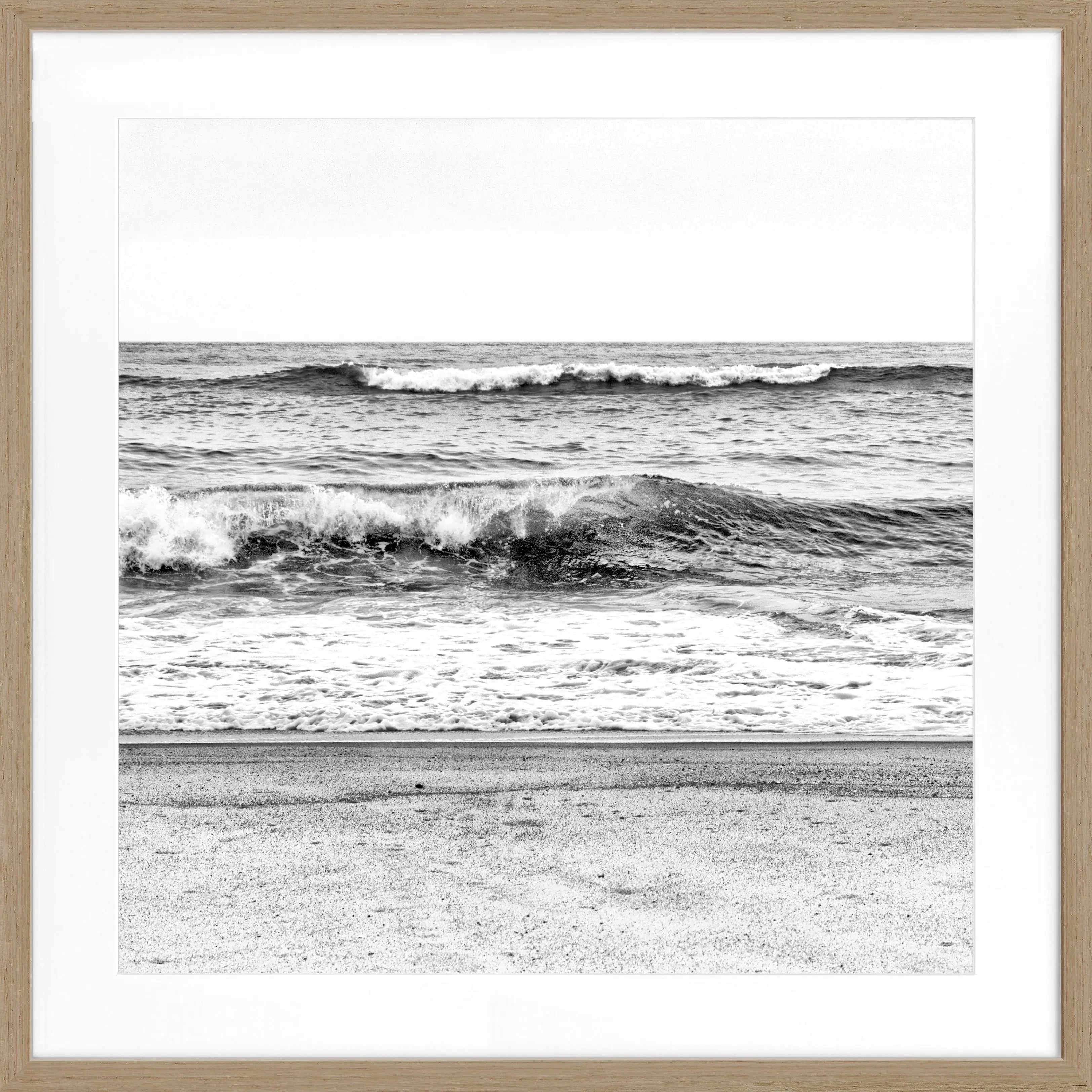 Schwarz-weiß Poster mit Rahmen "Hamptons Long Island Ocean" von Cosman-Photocollection, quadratisch, 55x55 cm