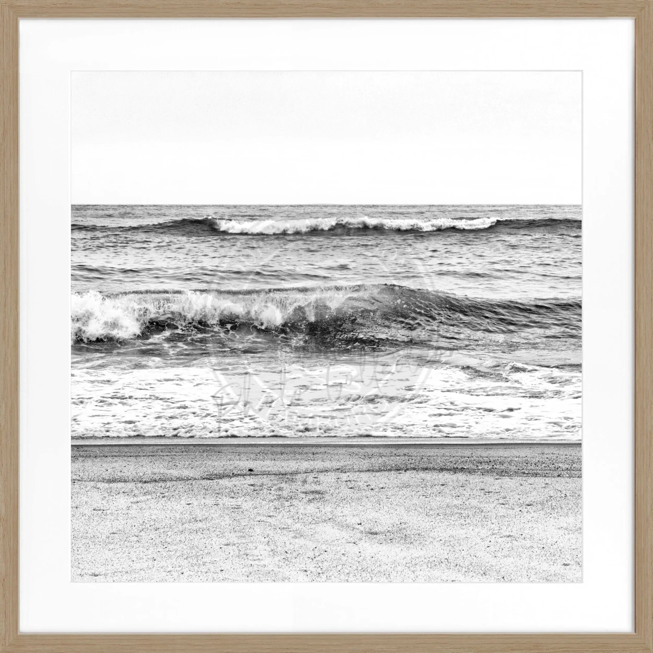 Schwarz-weiß Poster mit Rahmen, Hamptons Long Island ’Ocean’ von Cosman-Photocollection, quadratisch 55x55cm, maritime Stimmung