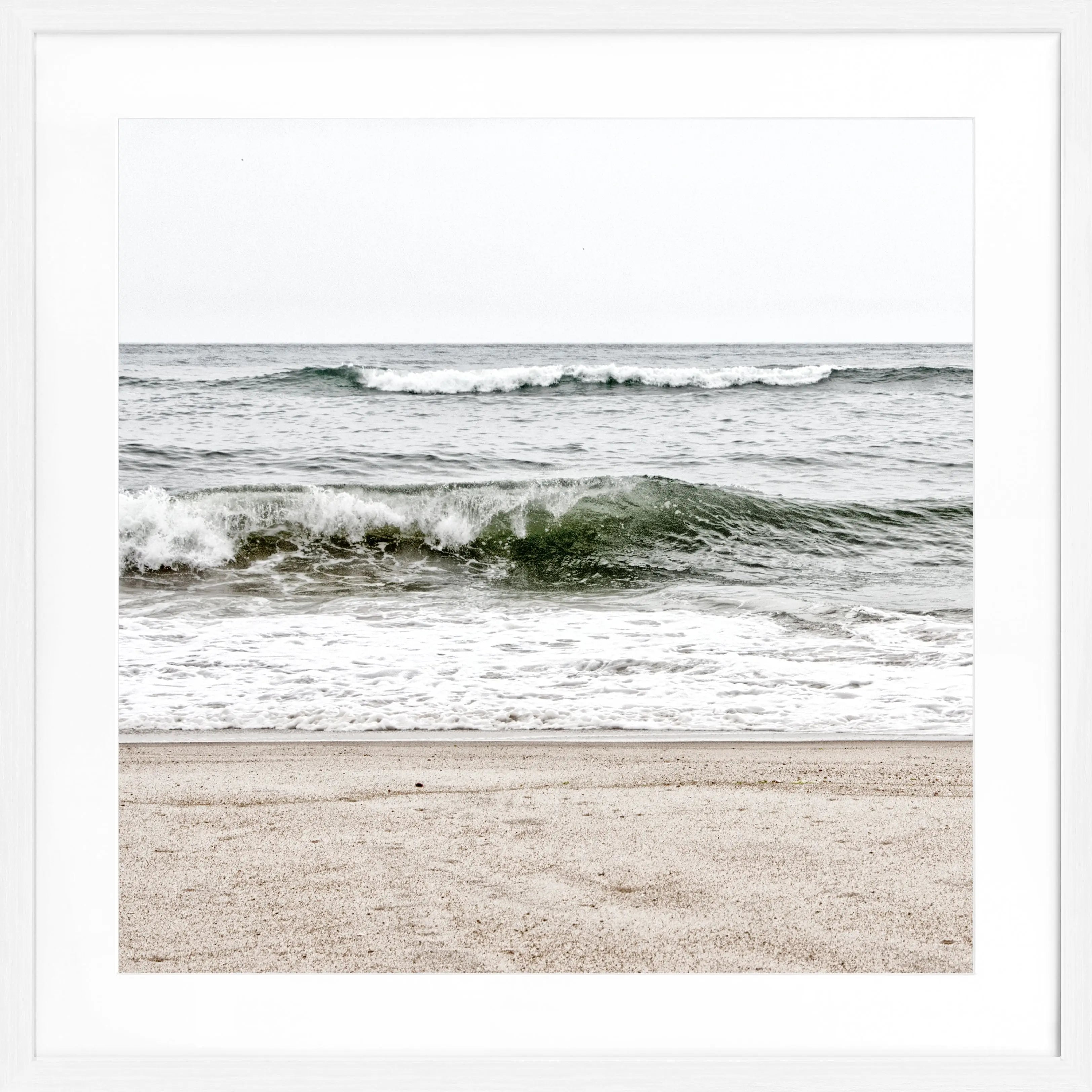 Schwarz-weiß Poster mit Rahmen, Hamptons Long Island 'Ocean' von Cosman-Photocollection, quadratisch 55x55cm, Meeresmotiv