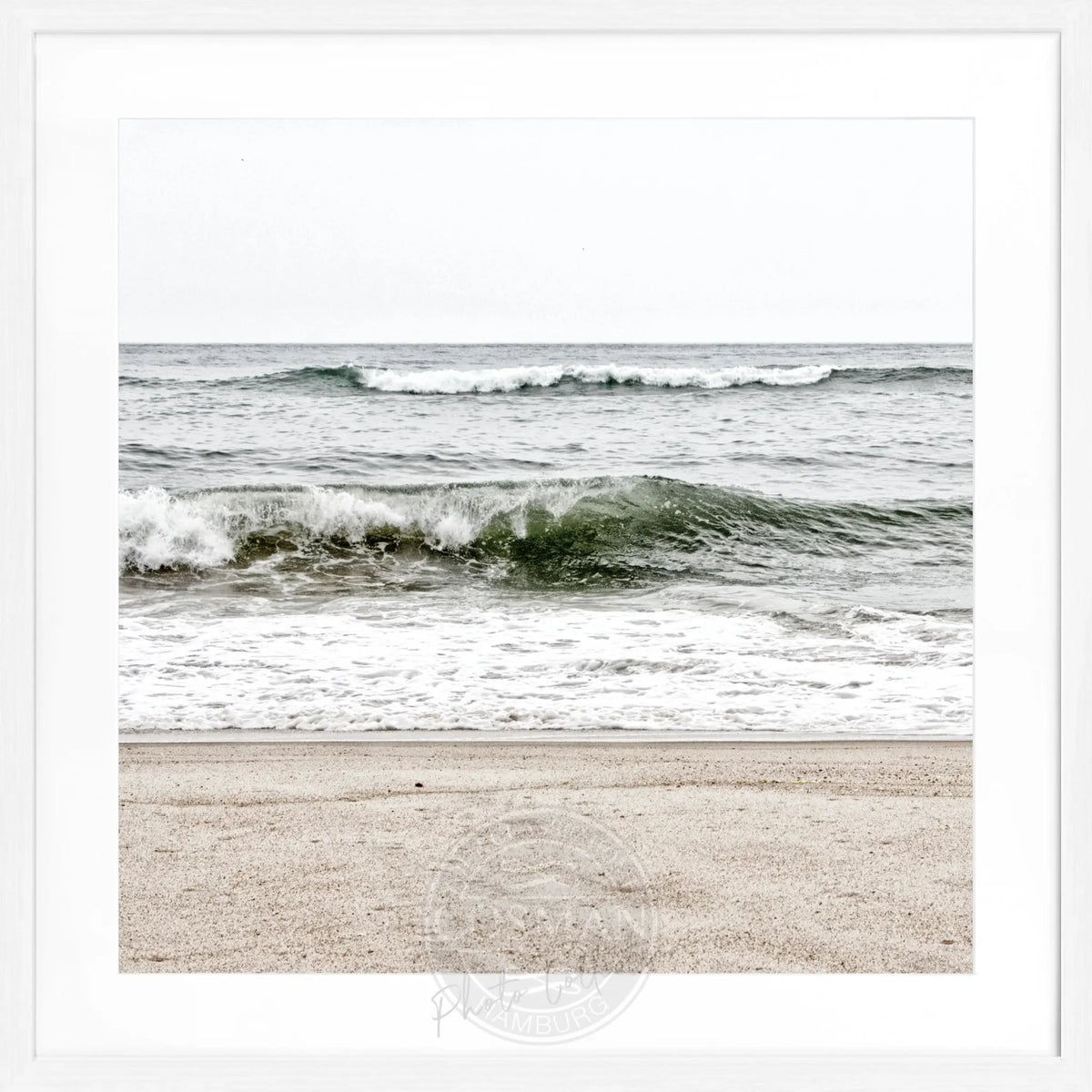 Schwarz-weiß Poster mit Rahmen, Hamptons Long Island 'Ocean' von Cosman-Photocollection, quadratisch 55x55cm, Meeresmotiv