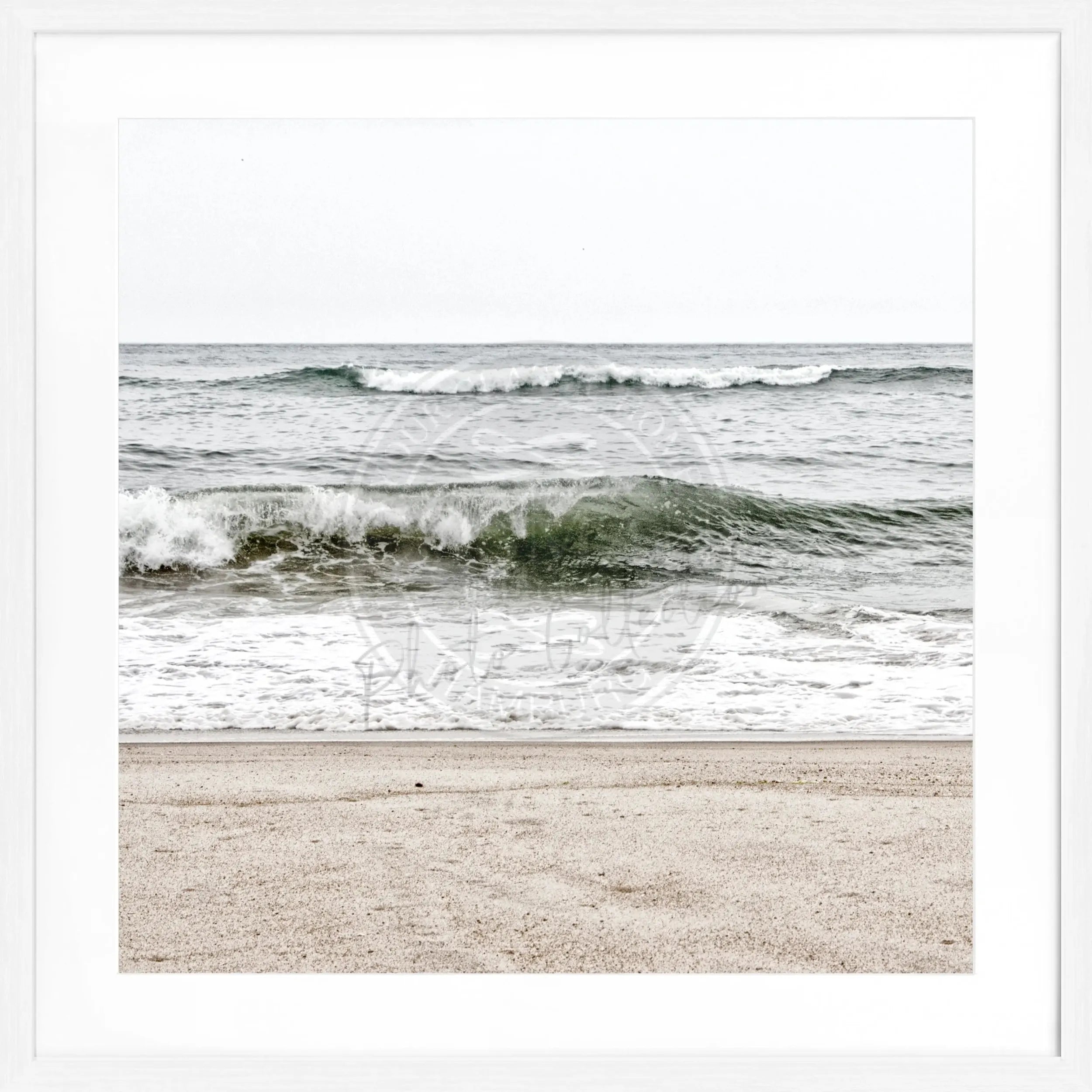 Schwarz-weiß Poster mit Rahmen, Hamptons Long Island 'Ocean' von Cosman-Photocollection, quadratisch 55x55cm, Meeresmotiv
