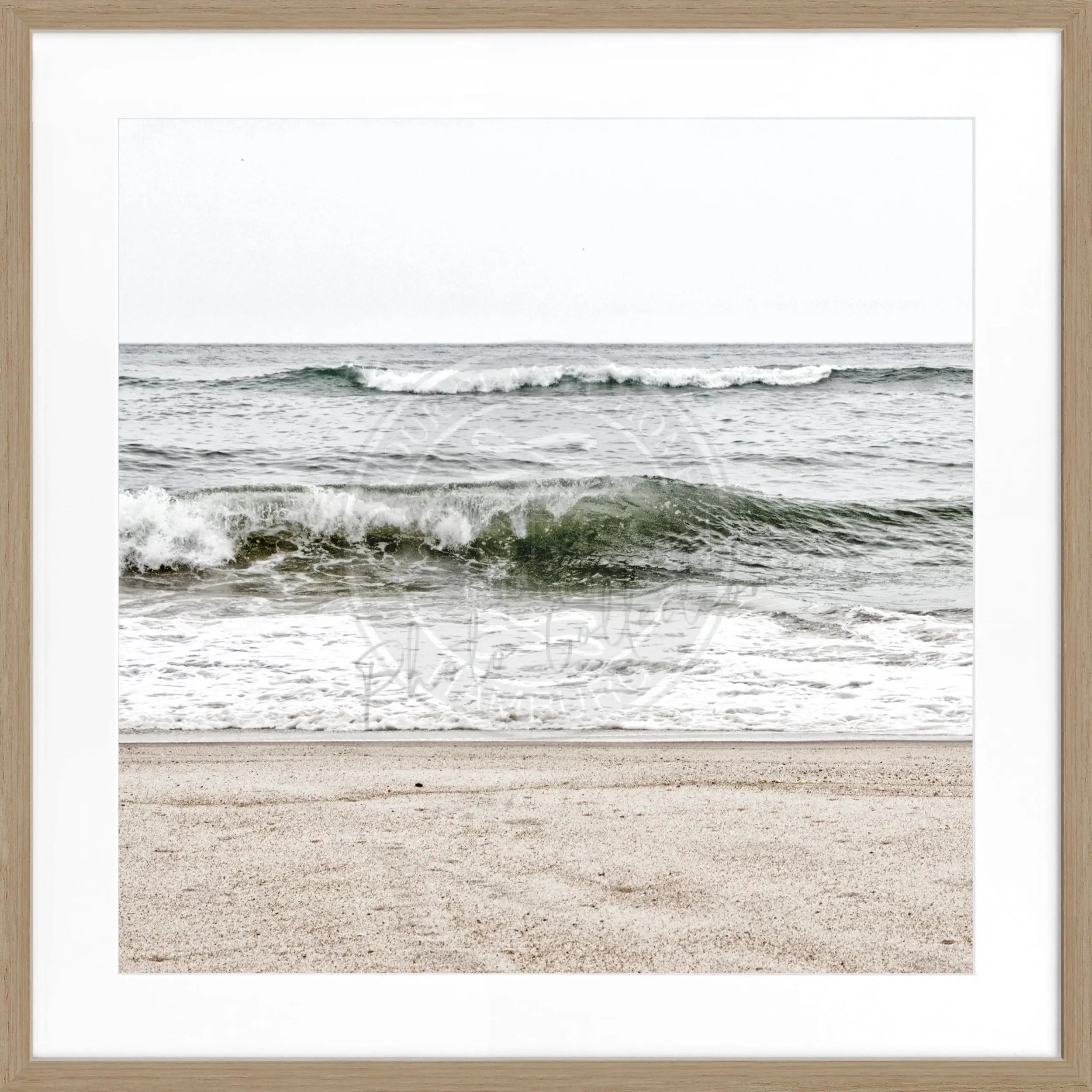 Schwarz-weiß Poster mit Rahmen, Hamptons Long Island Ocean Motiv, 55x55cm, von Cosman-Photocollection