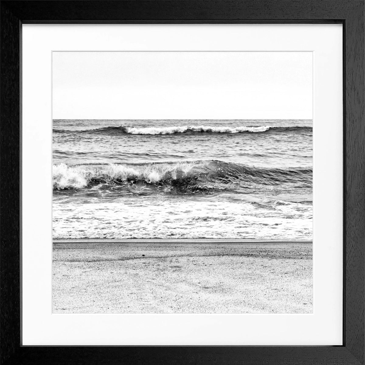 Schwarz-weiß Poster mit Rahmen, Hamptons Long Island ’Ocean’, von Cosman-Photocollection, quadratisch 55x55cm, Meeresmotiv
