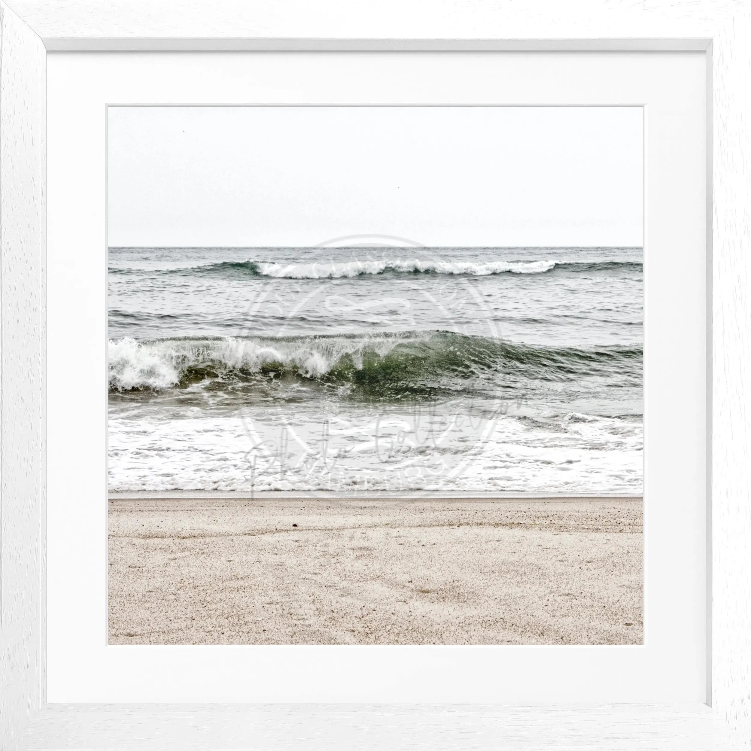 Schwarz-weiß Poster mit Rahmen, Hamptons Long Island ’Ocean’ von Cosman-Photocollection, quadratisch 55x55cm, Meeresmotiv
