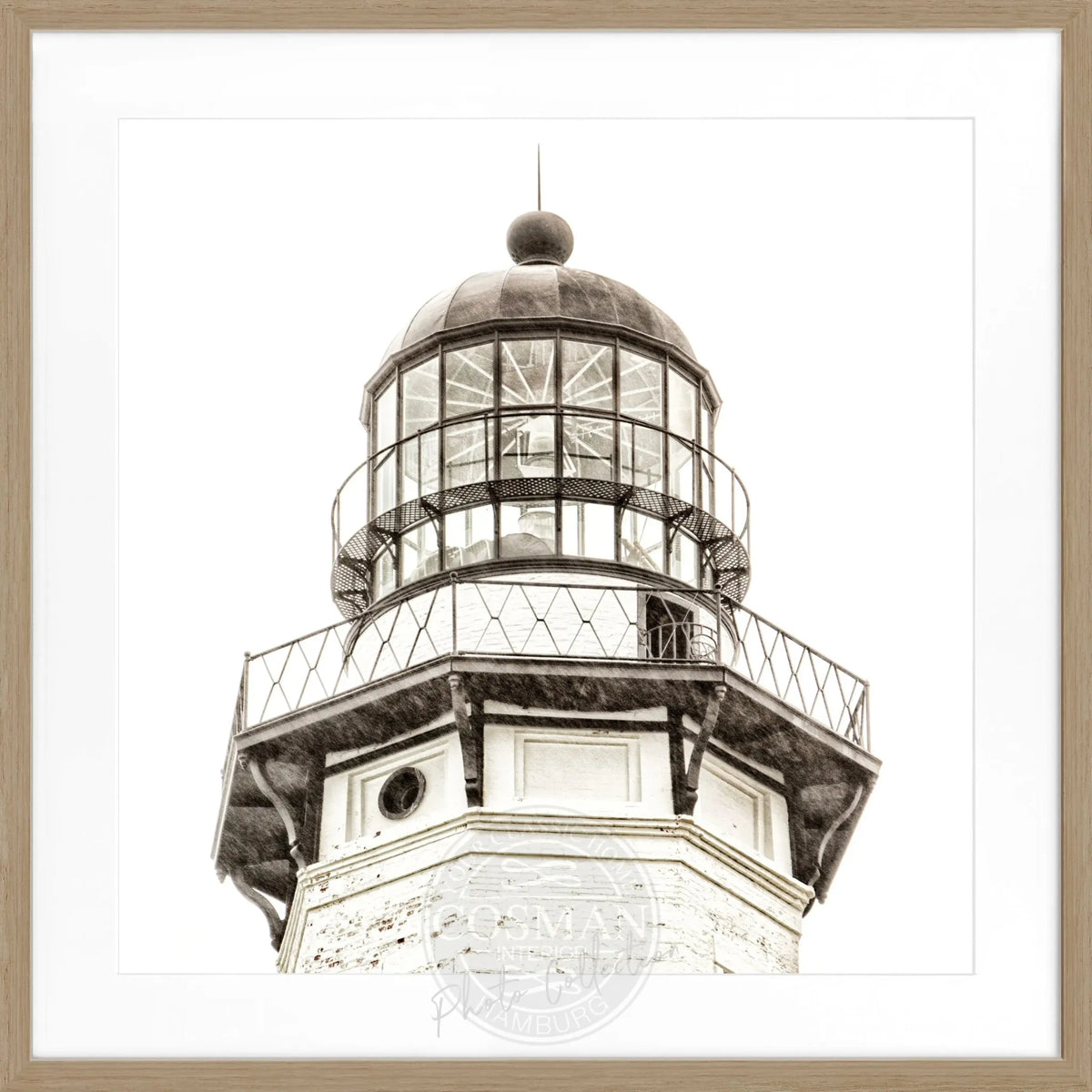 Schwarz-weiß Poster mit Rahmen, Hamptons Montauk Lighthouse Motiv, von Cosman-Photocollection, quadratisch 55x55 cm