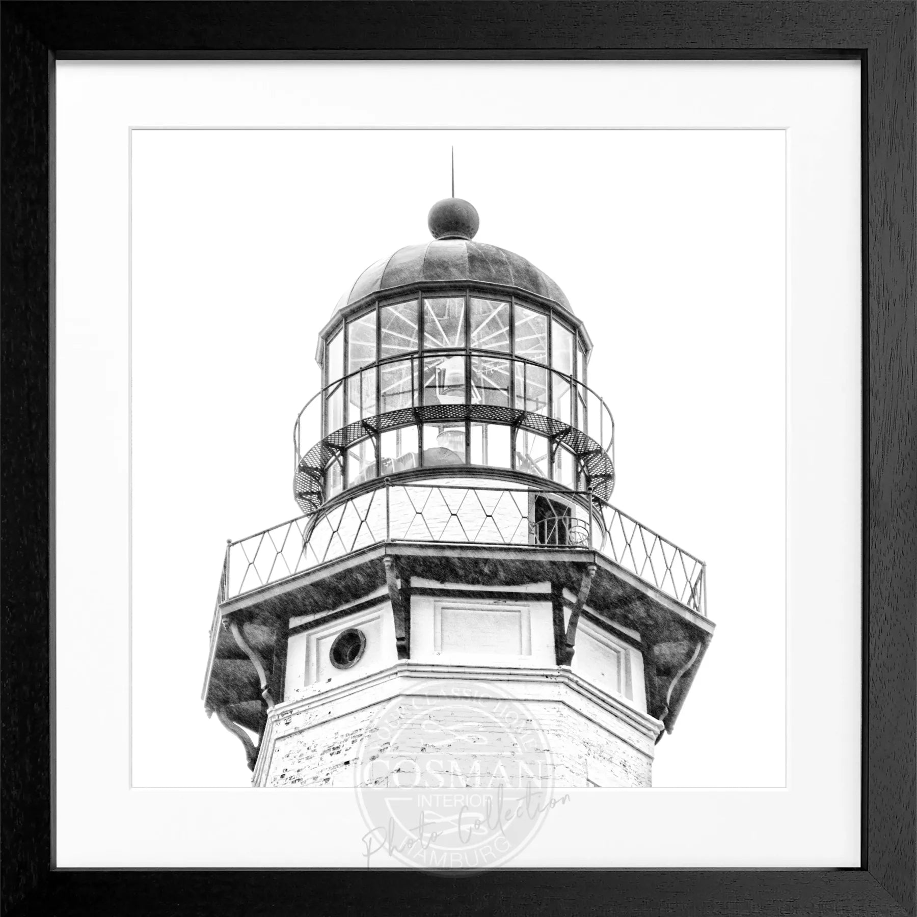 Schwarz-weiß Poster mit Rahmen, Hamptons Montauk Leuchtturm, Cosman-Photocollection, quadratisch 55x55cm, Wanddekoration
