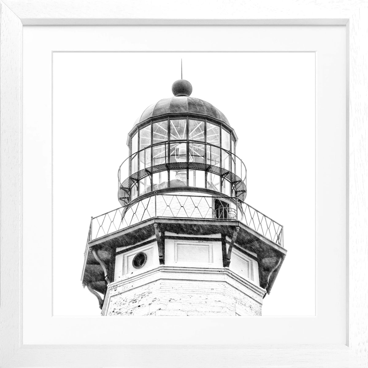 Schwarz-weiß Poster mit Rahmen, Hamptons Montauk Lighthouse, Cosman-Photocollection, quadratisch 55x55cm, Wanddekoration