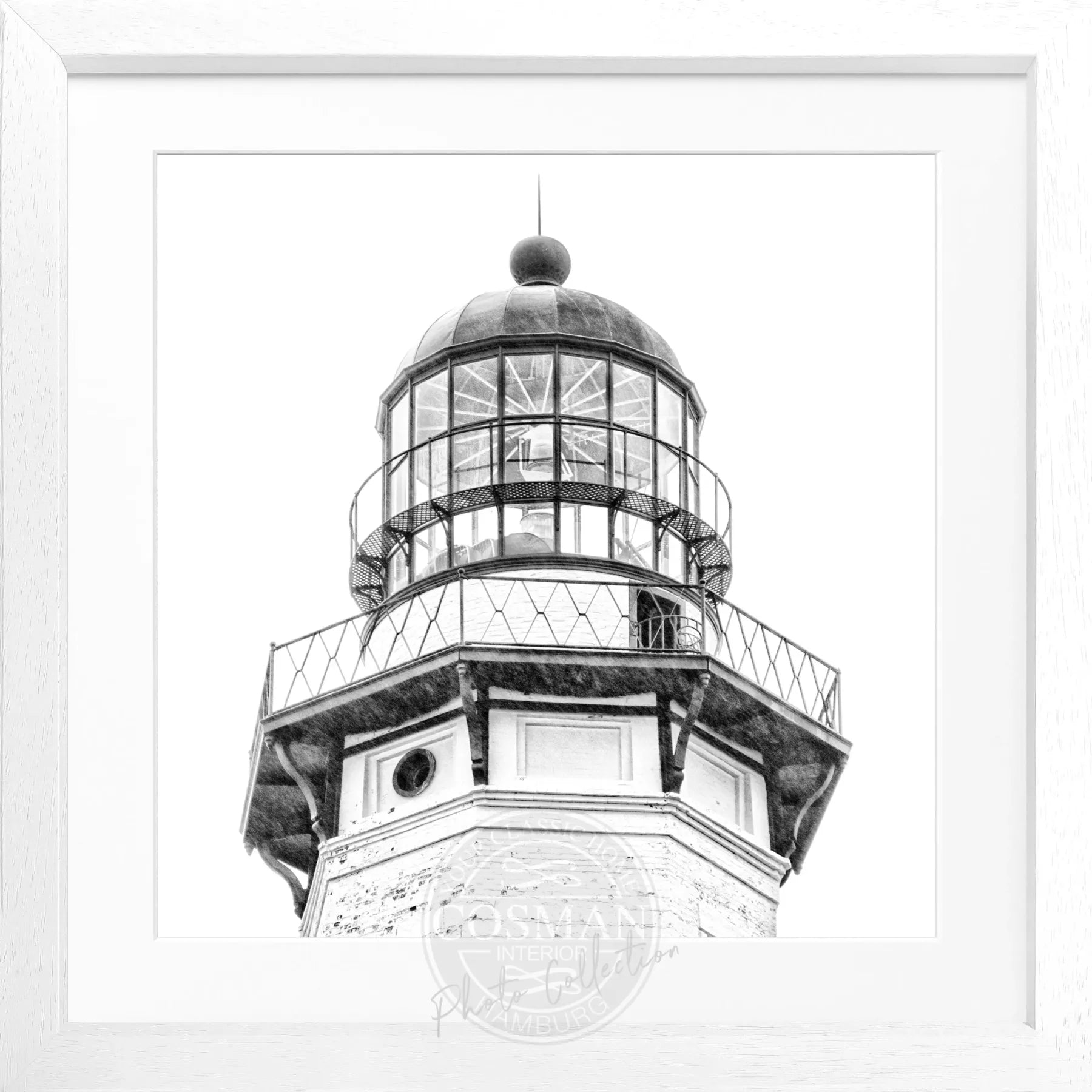 Schwarz-weiß Poster mit Rahmen, Hamptons Montauk Lighthouse, Cosman-Photocollection, quadratisch 55x55cm, Wanddekoration