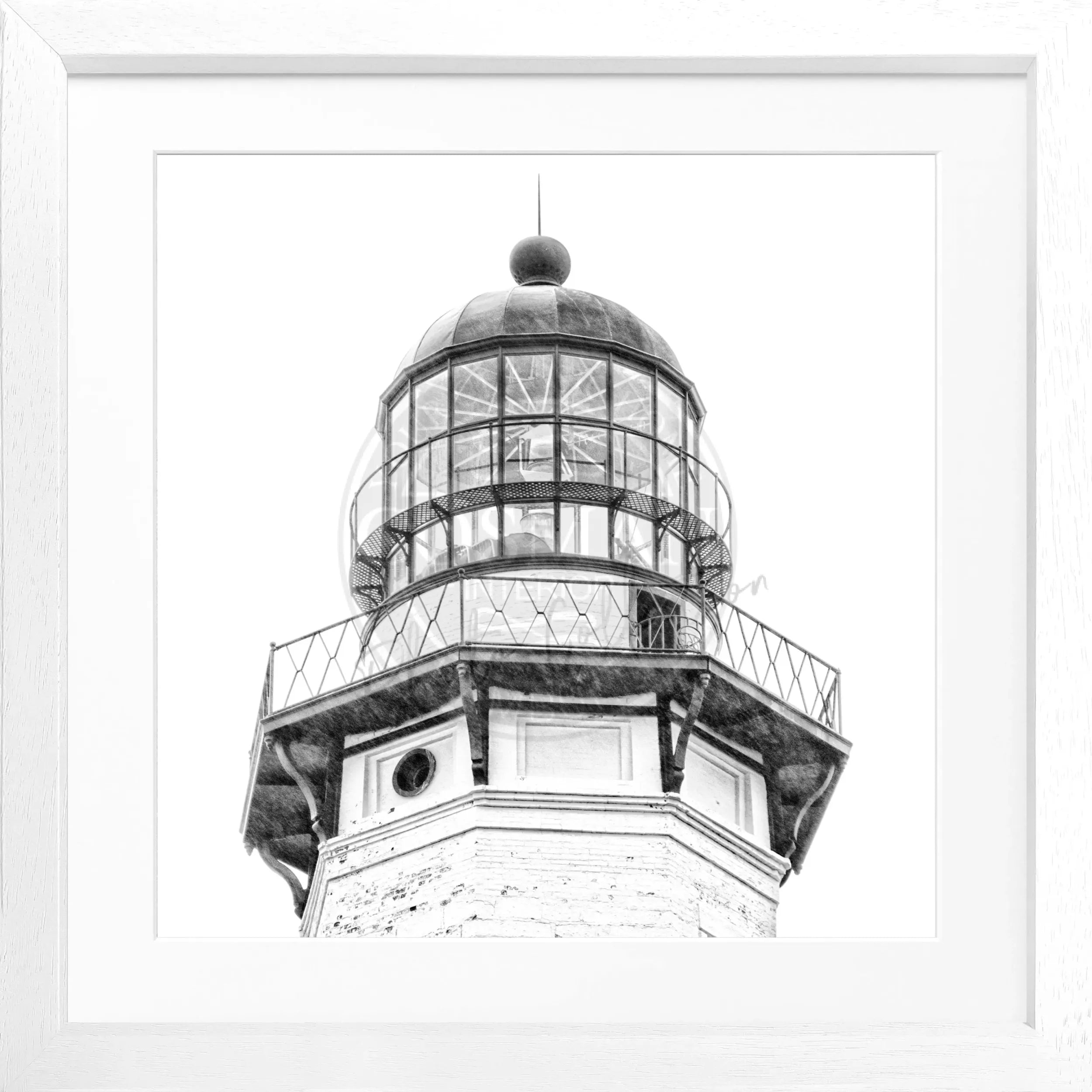 Schwarz-weiß Poster mit Rahmen, Hamptons Montauk Lighthouse, Cosman-Photocollection, quadratisch 55x55cm, Wanddekoration