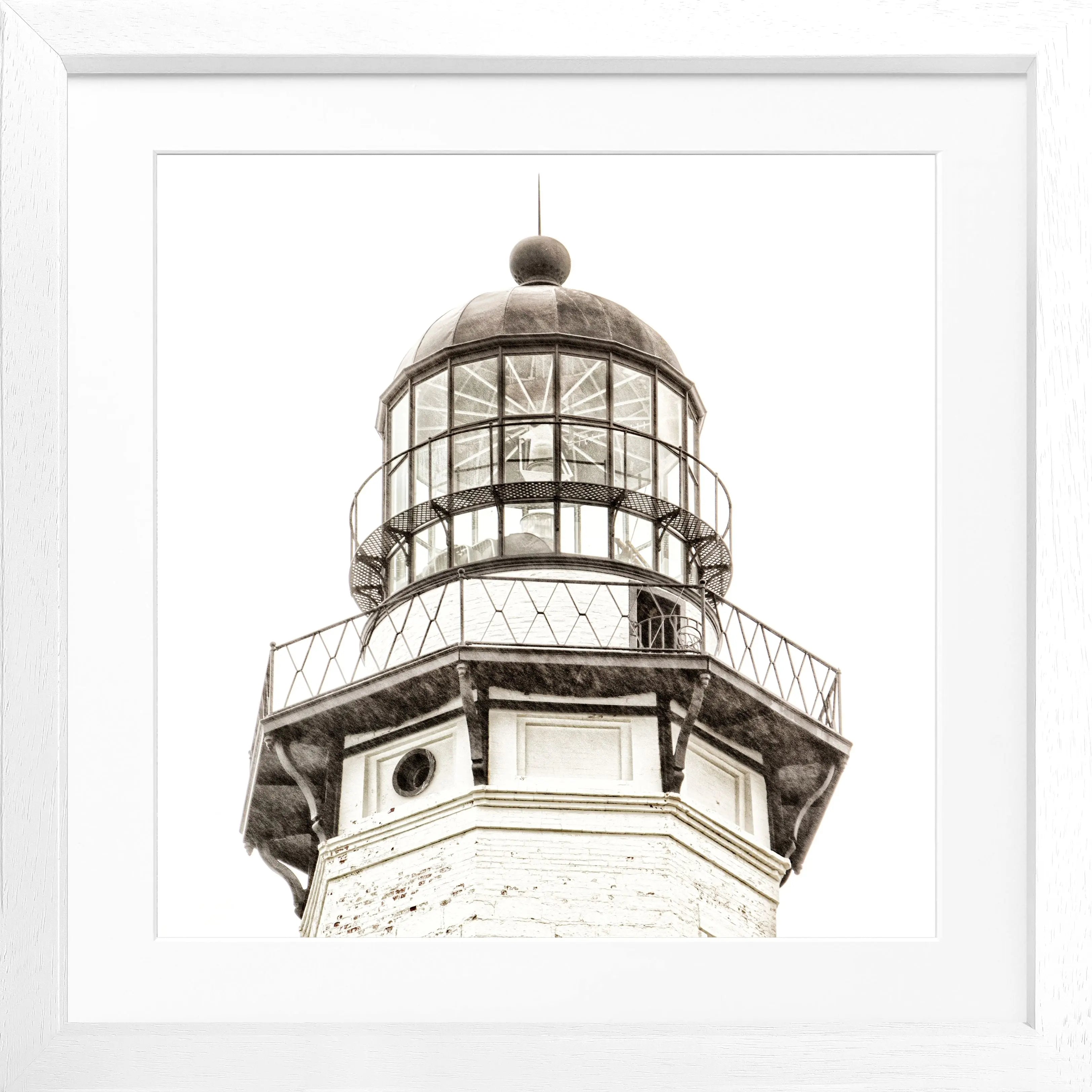 Schwarz-weiß Poster mit Rahmen, Hamptons Montauk Leuchtturm, Cosman-Photocollection, quadratisch 55x55 cm, Wanddekoration