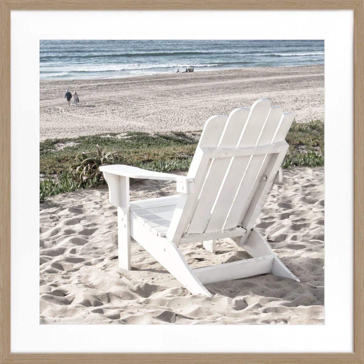 Schwarz-weißes Poster mit Rahmen, Kalifornien ’Deckchair’ von Cosman-Photocollection, quadratisches 55x55cm Wandbild