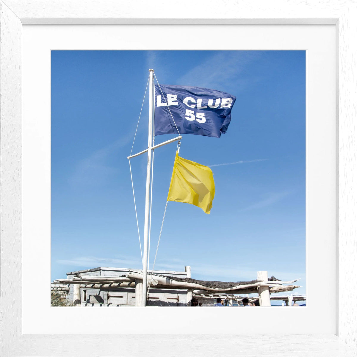 Schwarz-weiß Poster mit Rahmen ’Le Club 55’ Saint Tropez von Cosman-Photocollection, quadratisch, 55x55 cm, stilvolle Wanddekoration