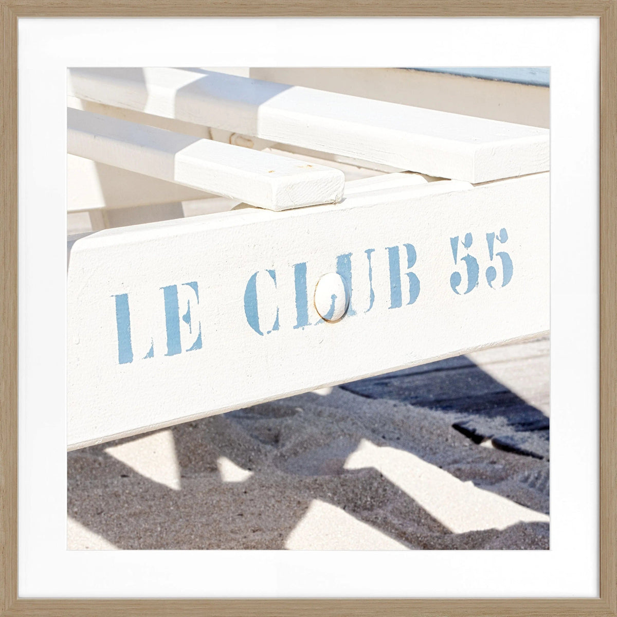 Schwarz-weiß Poster mit Rahmen 'Le Club 55' Saint Tropez, quadratisches Format 55x55cm, von Cosman-Photocollection.