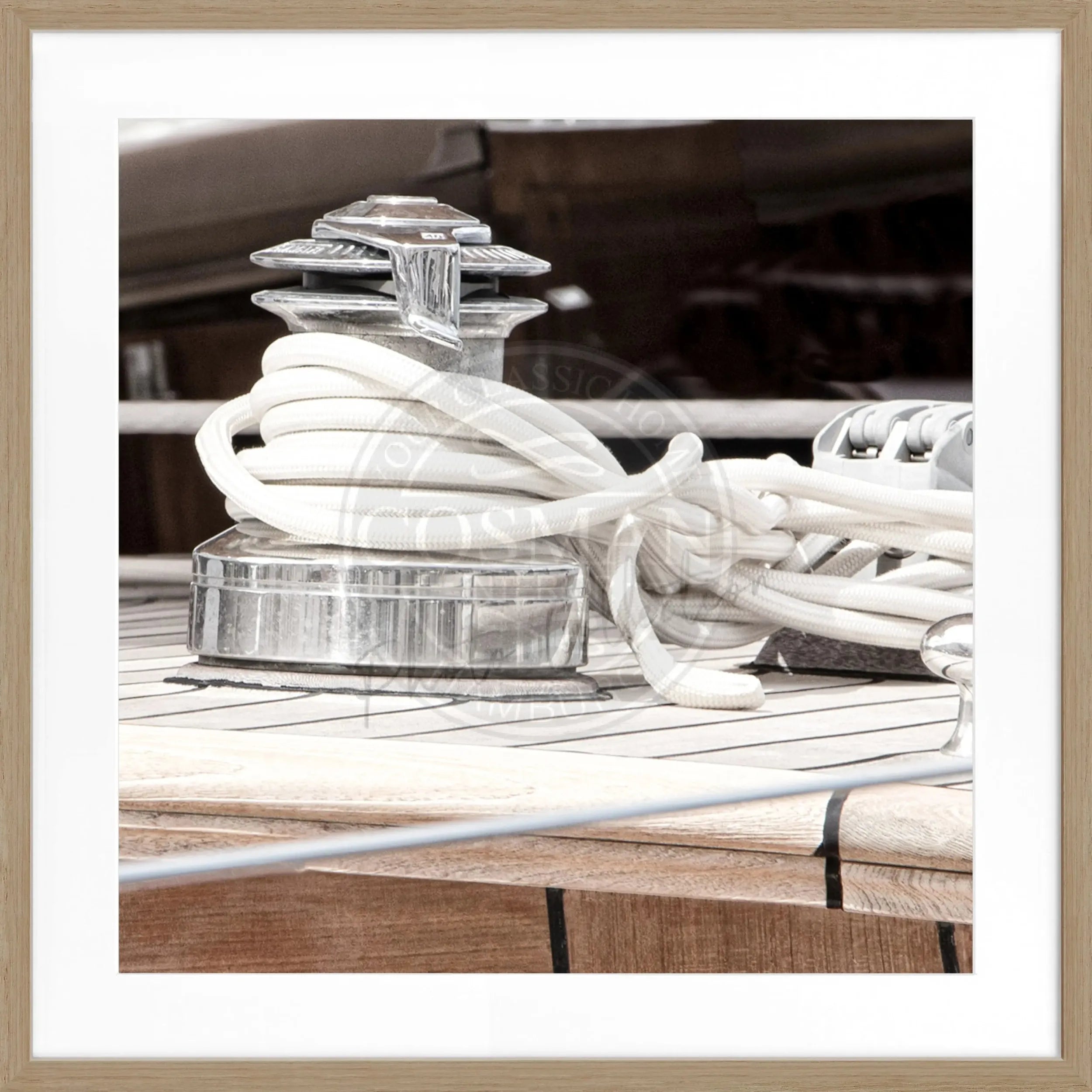 Schwarz-weiß Poster mit Rahmen „Sailing“ von Cosman-Photocollection, 55x55cm, Segelboot-Motiv in Saint Tropez, quadratisch