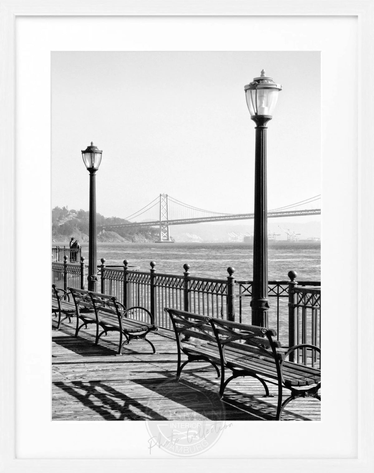 Schwarz-weiß Poster mit Rahmen, Bay Bridge San Francisco, von Cosman-Photocollection, 25x31 cm, beeindruckende Stadtbrücke Ansicht