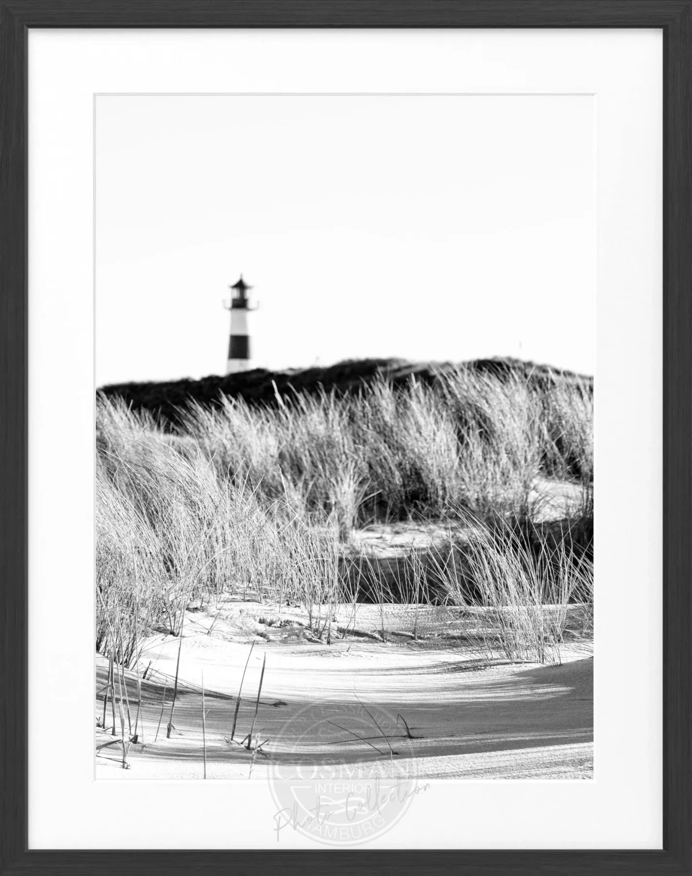 Schwarz-weiß Poster mit Rahmen von Cosman-Photocollection, Motiv von Dünen auf Sylt, 25x31 cm, dekoratives Wandbild