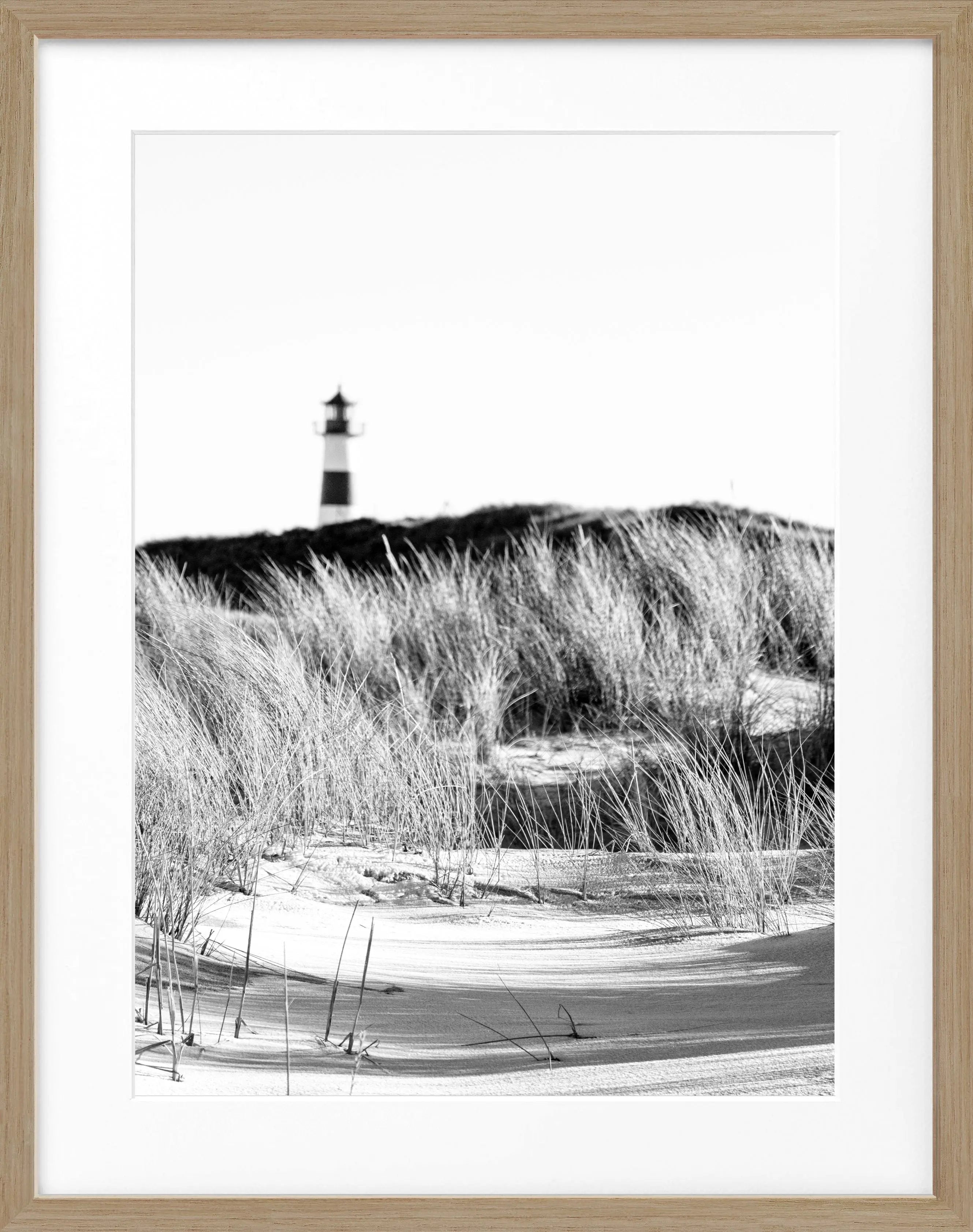 Schwarz-weiß Poster mit Rahmen ’Dünen’ Sylt von Cosman-Photocollection, 25x31cm, Dünenmotiv, Wanddekoration