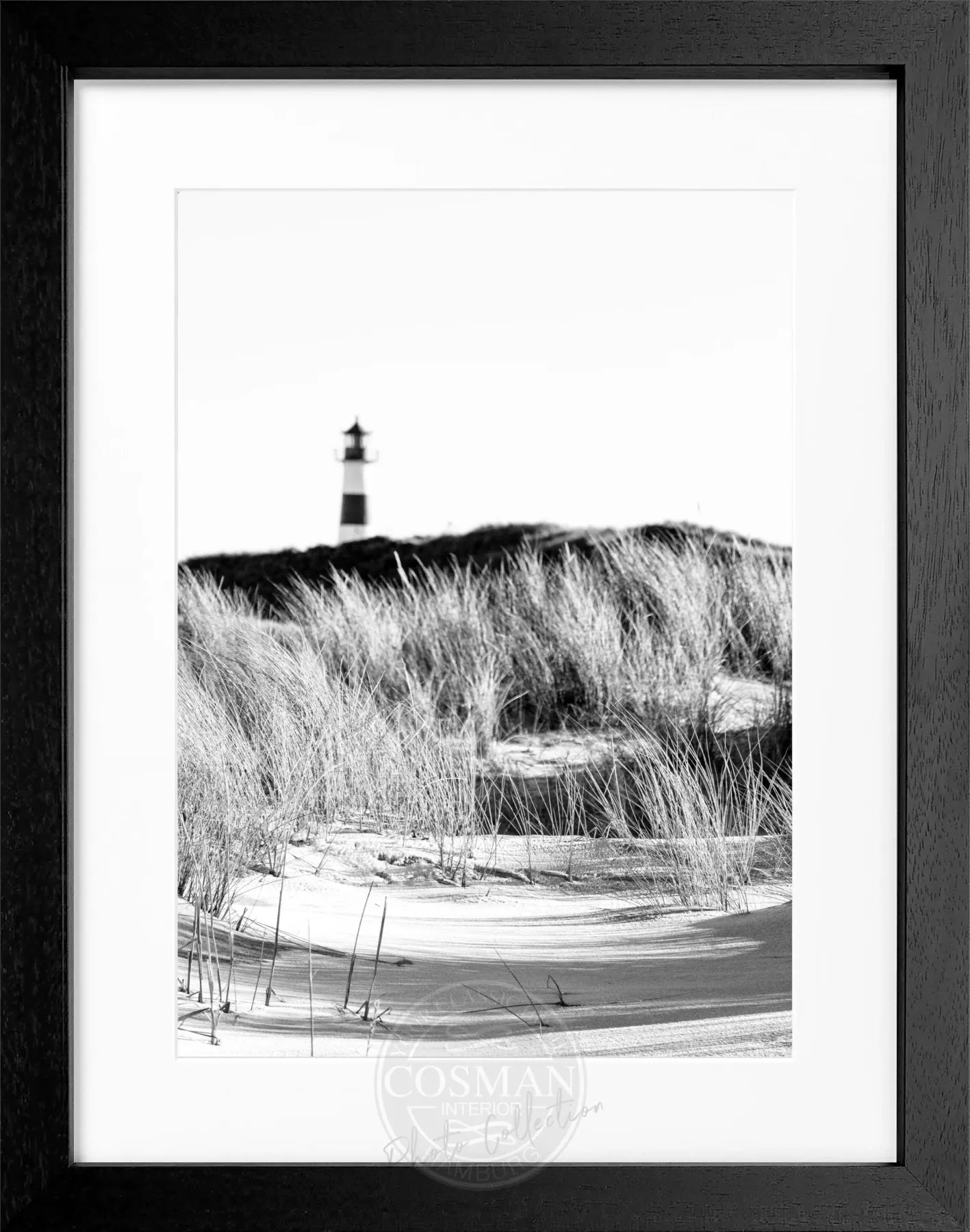 Schwarz-weiß Poster mit Rahmen ’Dünen’ Sylt von Cosman-Photocollection, 25x31 cm, Meer- und Dünenmotiv