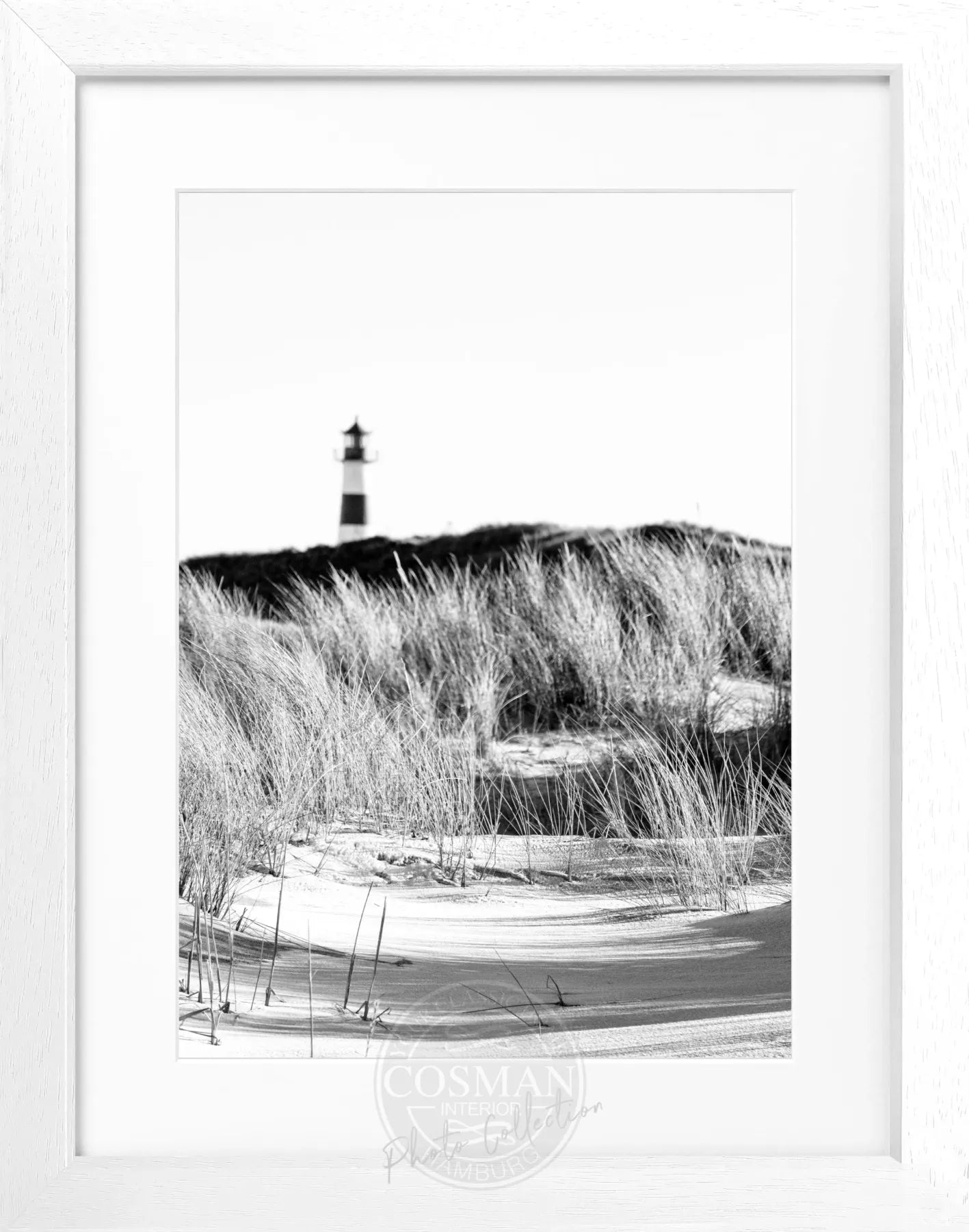 Schwarz-weiß Poster mit Rahmen ’Dünen’ Sylt von Cosman-Photocollection, Motiv der Dünen, 25x31 cm, Wanddekoration