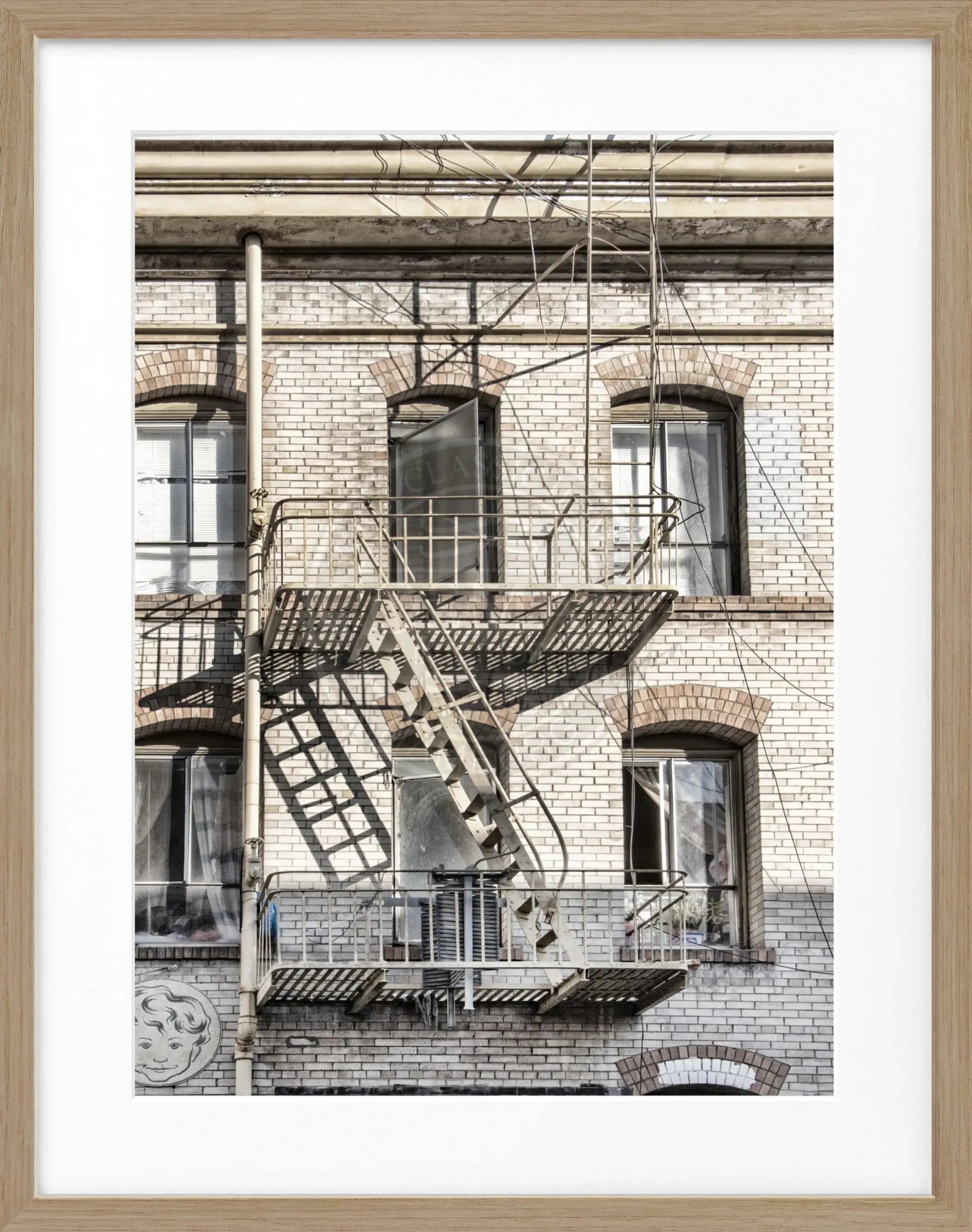Schwarz-weiß Poster mit Rahmen „Feuertreppen“ San Francisco, von Cosman-Photocollection, 25x31cm, urbanes Stadtmotiv