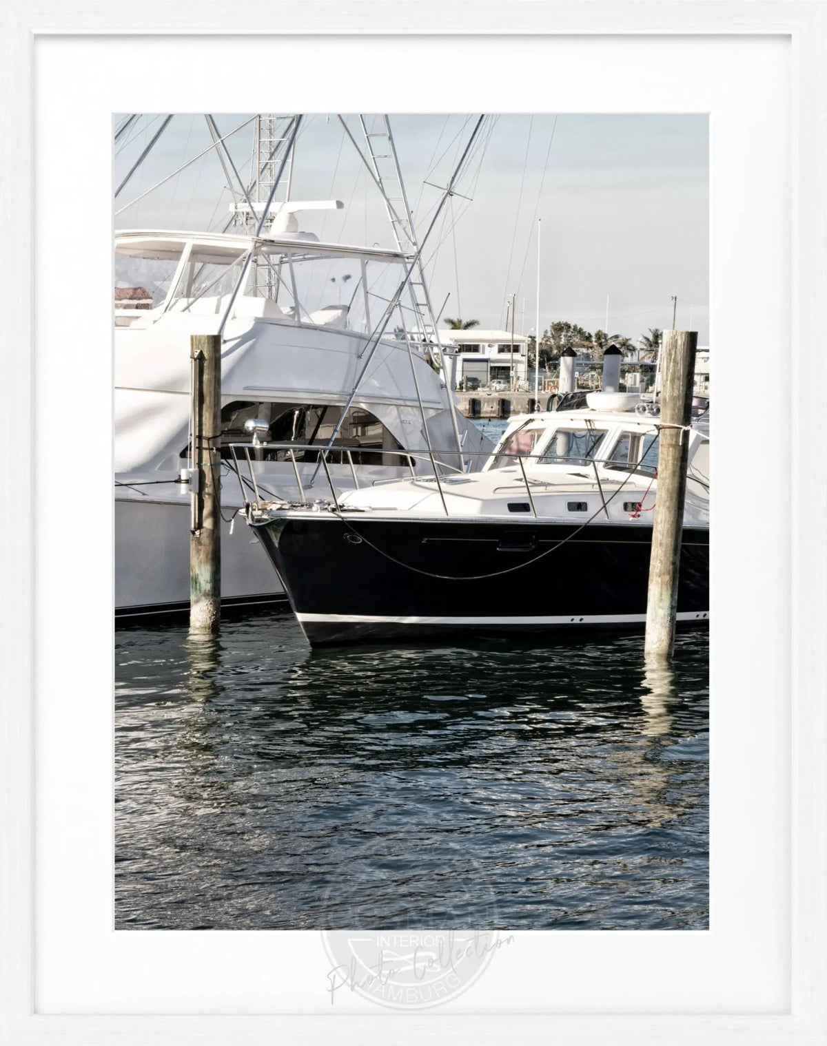 Schwarz-weiß Poster mit Rahmen, Florida Key West Boot Motiv, 25x31cm, von Cosman-Photocollection, Wanddekoration
