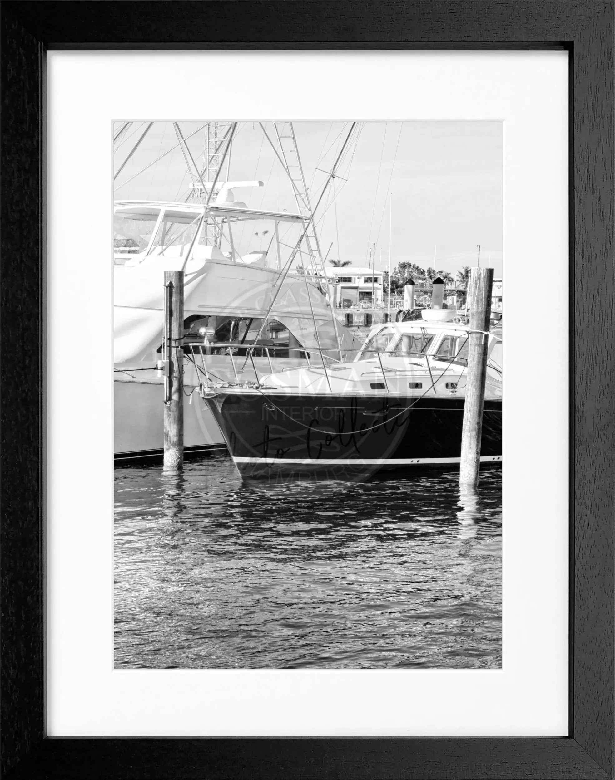 Schwarz-weiß Poster mit Rahmen von Cosman-Photocollection, Florida Key West Boot Motiv, 25x31 cm, Kunstfotografie