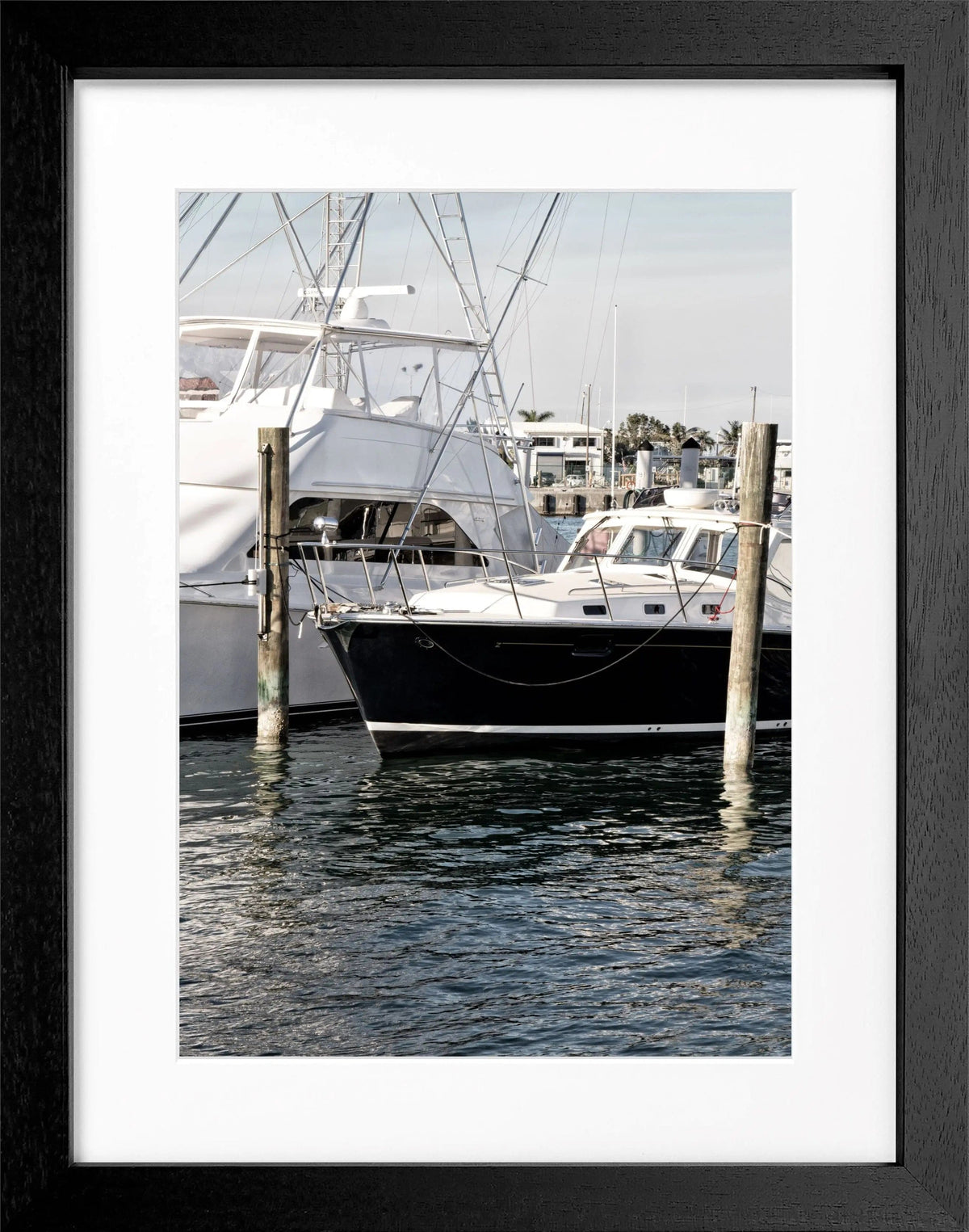 Schwarz-weiß Poster mit Rahmen, Florida Key West Boot Motiv, von Cosman-Photocollection, 25x31 cm