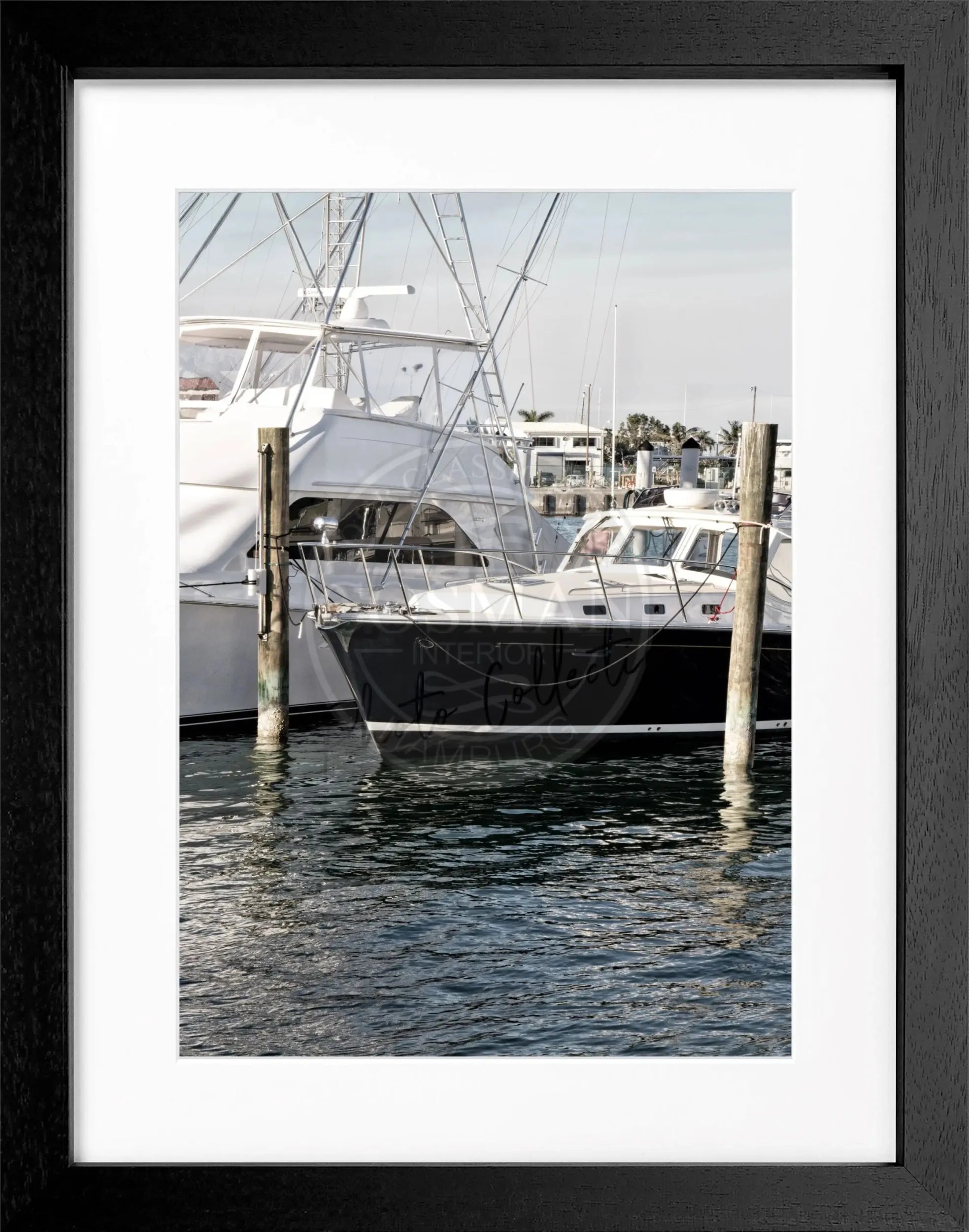 Schwarz-weiß Poster mit Rahmen, Florida Key West Boot Motiv, von Cosman-Photocollection, 25x31 cm