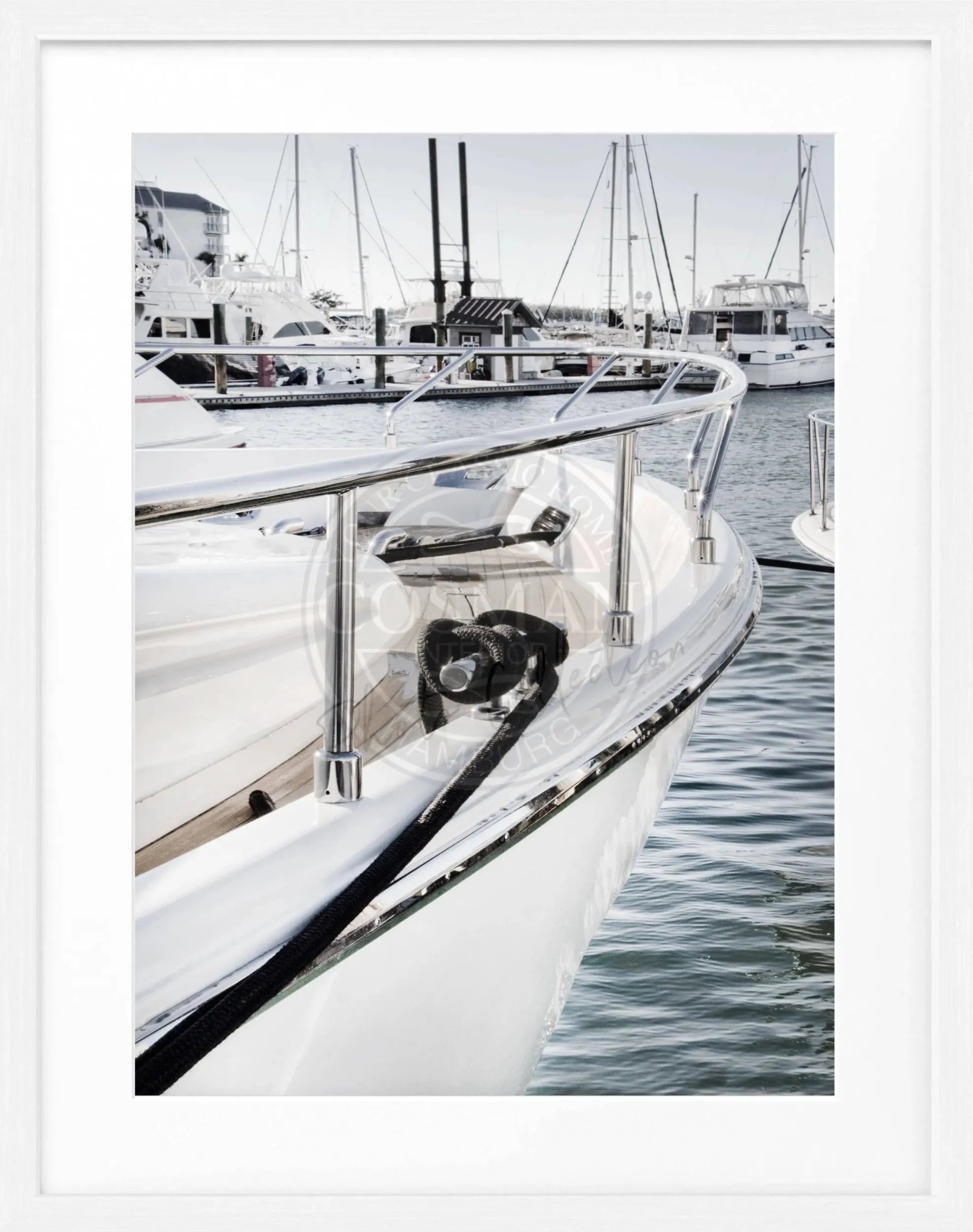 Schwarz-weiß Poster mit Rahmen, Florida Key West Boot Motiv, von Cosman-Photocollection, 25x31 cm