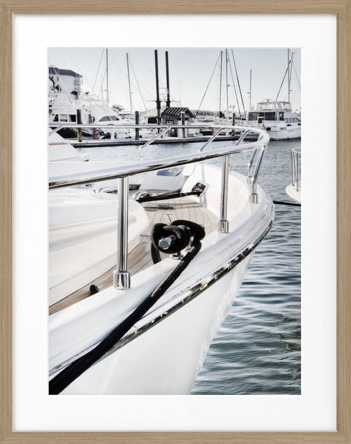 Schwarz-weiß Poster mit Rahmen von Cosman-Photocollection, Florida Key West Boot Motiv, Maße 25x31cm, maritimes Dekor