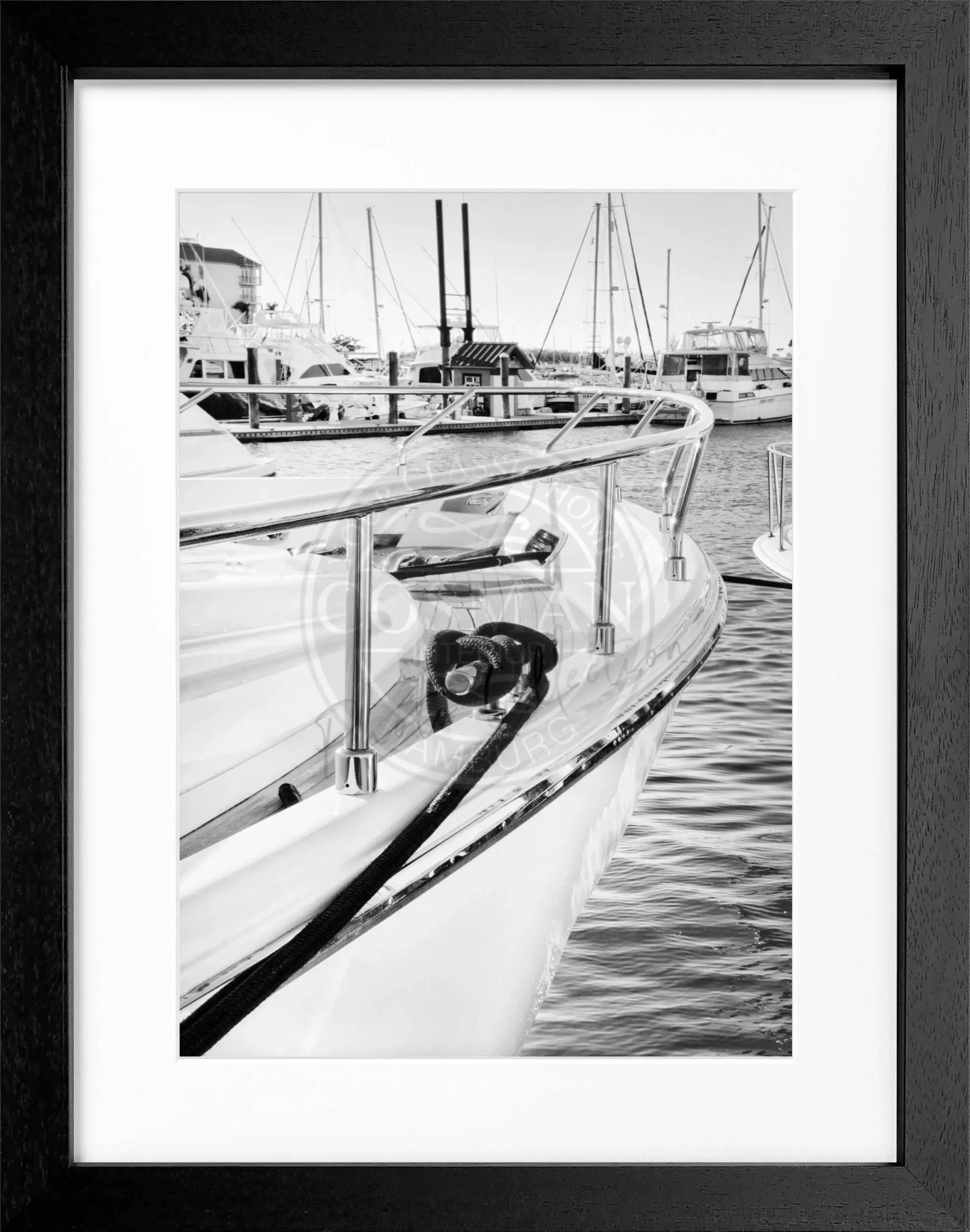 Schwarz-weiß Poster mit Rahmen von Cosman-Photocollection, Florida Key West Boot Motiv, ca. 25x31 cm