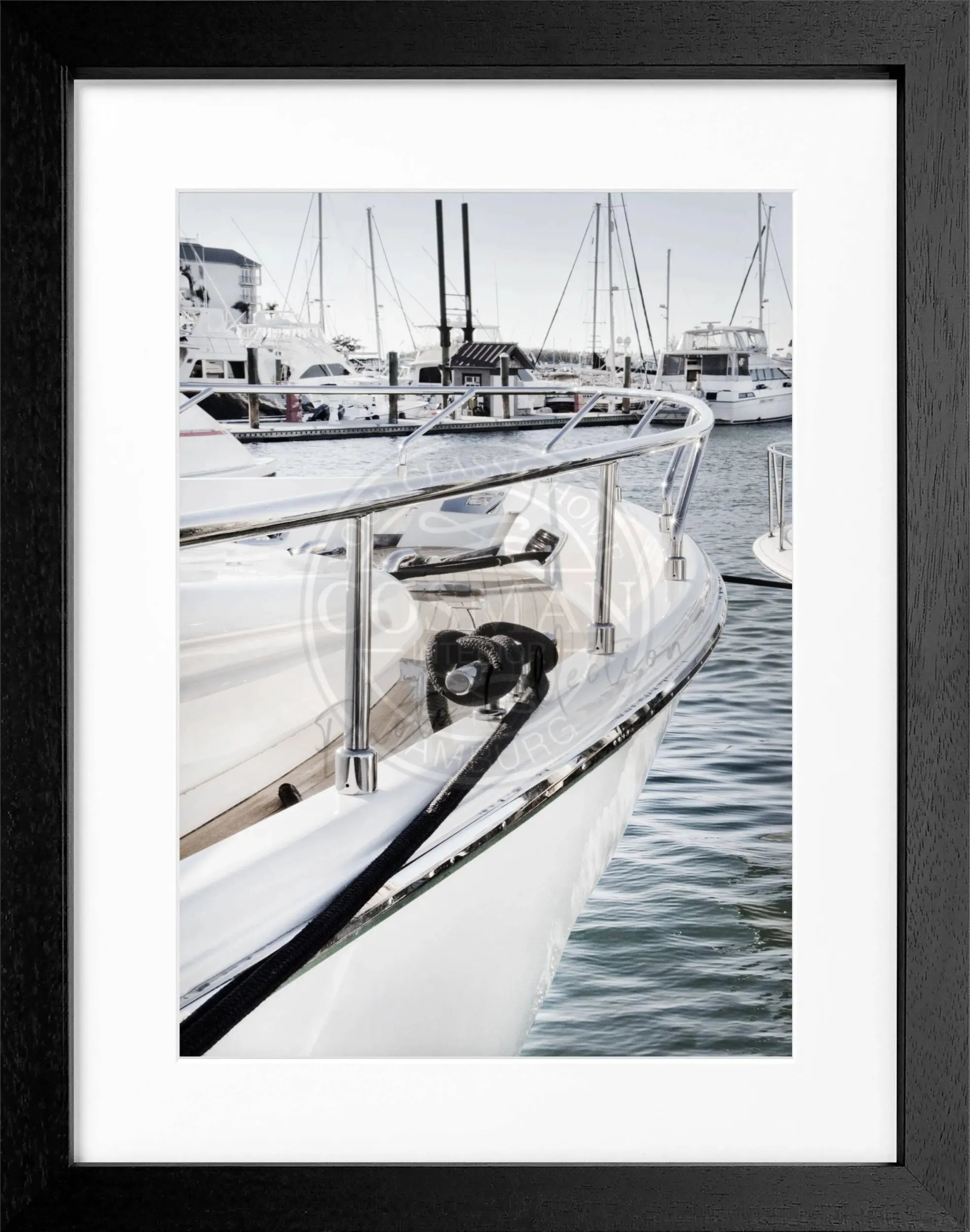 Schwarzweiß-Poster mit Rahmen von Cosman-Photocollection, Florida Key West Boot Motiv, 25x31 cm, dekoratives Wandbild