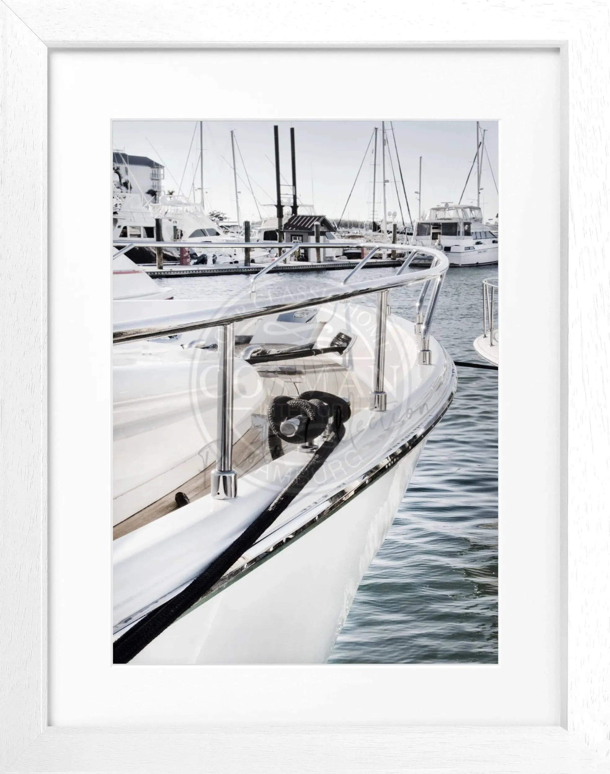 Schwarz-Weiß-Poster mit Rahmen, Florida Key West Boot-Motiv, von Cosman-Photocollection, 25x31 cm